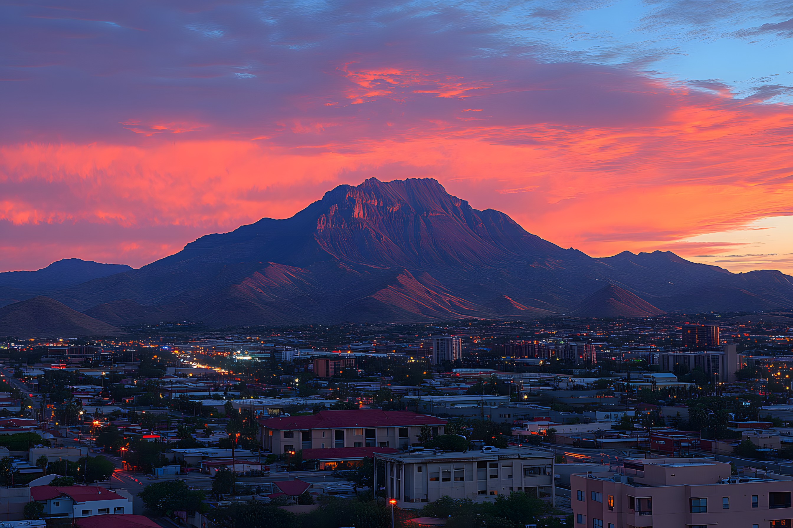 Sky, Mountain, Mountainous landforms, Hill, Afterglow, Horizon, Orange, Dusk, Mountain range, Sunrise, Sunset, Evening, Summit, Morning, Red sky at morning, Ridge, Hill station, Volcanic landform, Massif, Heat