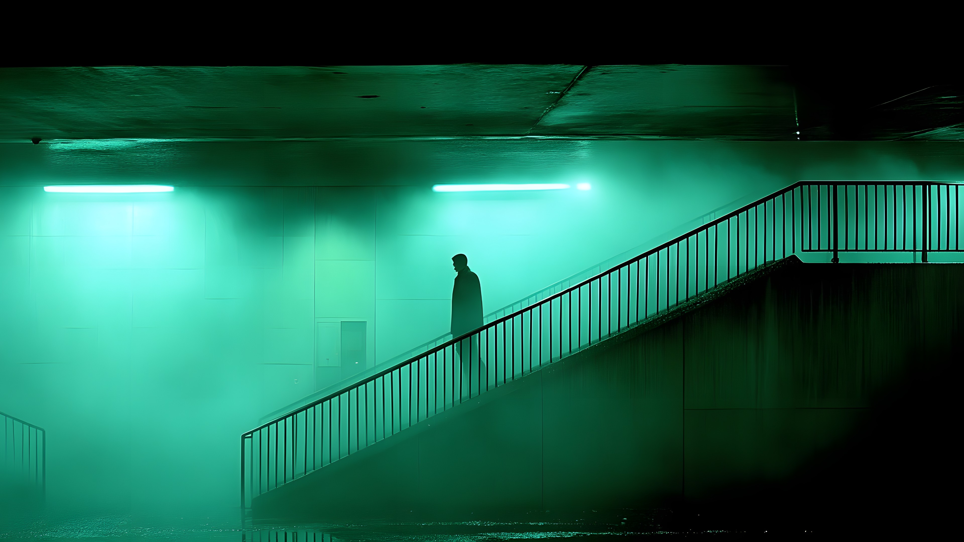 Green, Stairs, Subway, Cleanliness, Shadow