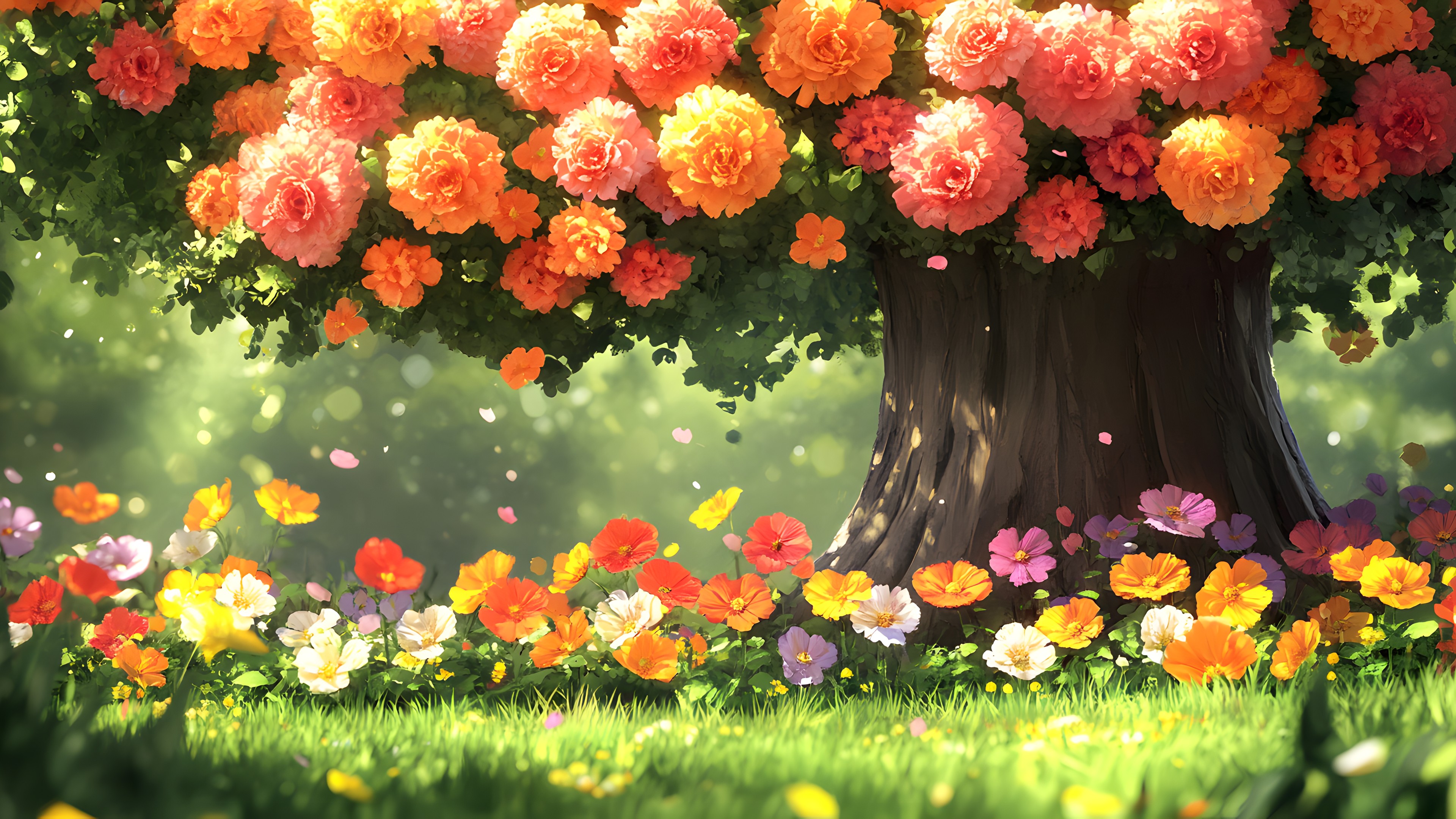 Flower, Nature, Yellow, Petal, Pink, Orange, Spring, Garden, Animation, Rose family, Floral design, Rose, Geraniums