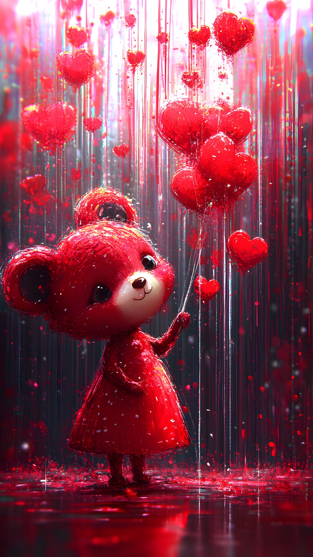 Red, Heart, Pink, Love, Teddy bear, Toy, Valentine's Day, Happiness, Snout, Bear, Animation, Graphics, Heart, Animated cartoon