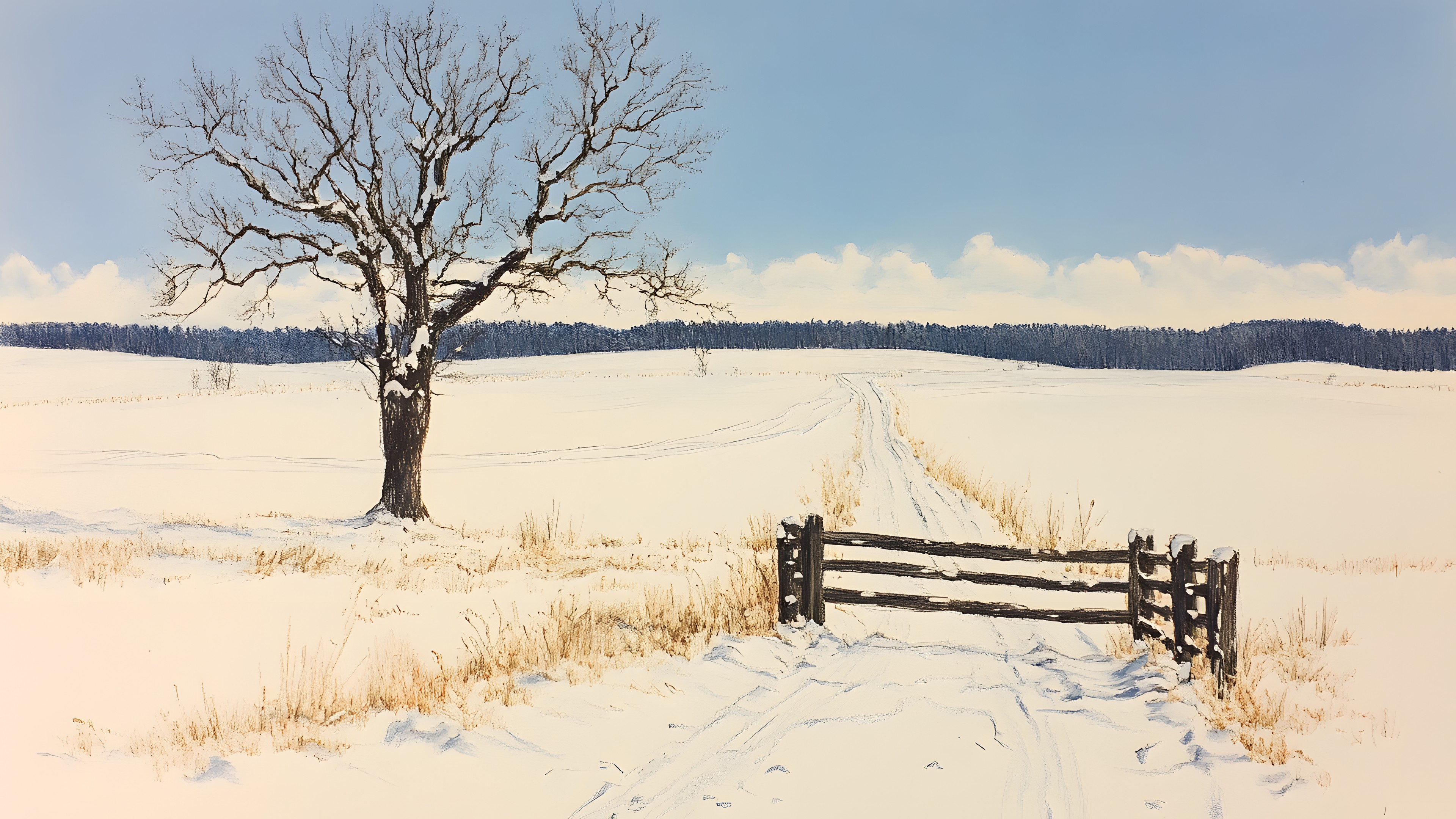 Winter, Branch, Snow, Natural landscape, Landscape, Ecoregion, Twig, Freezing, Morning, Slope, Fence, Frost, Split-rail fence, Home Fencing, Precipitation, Tundra