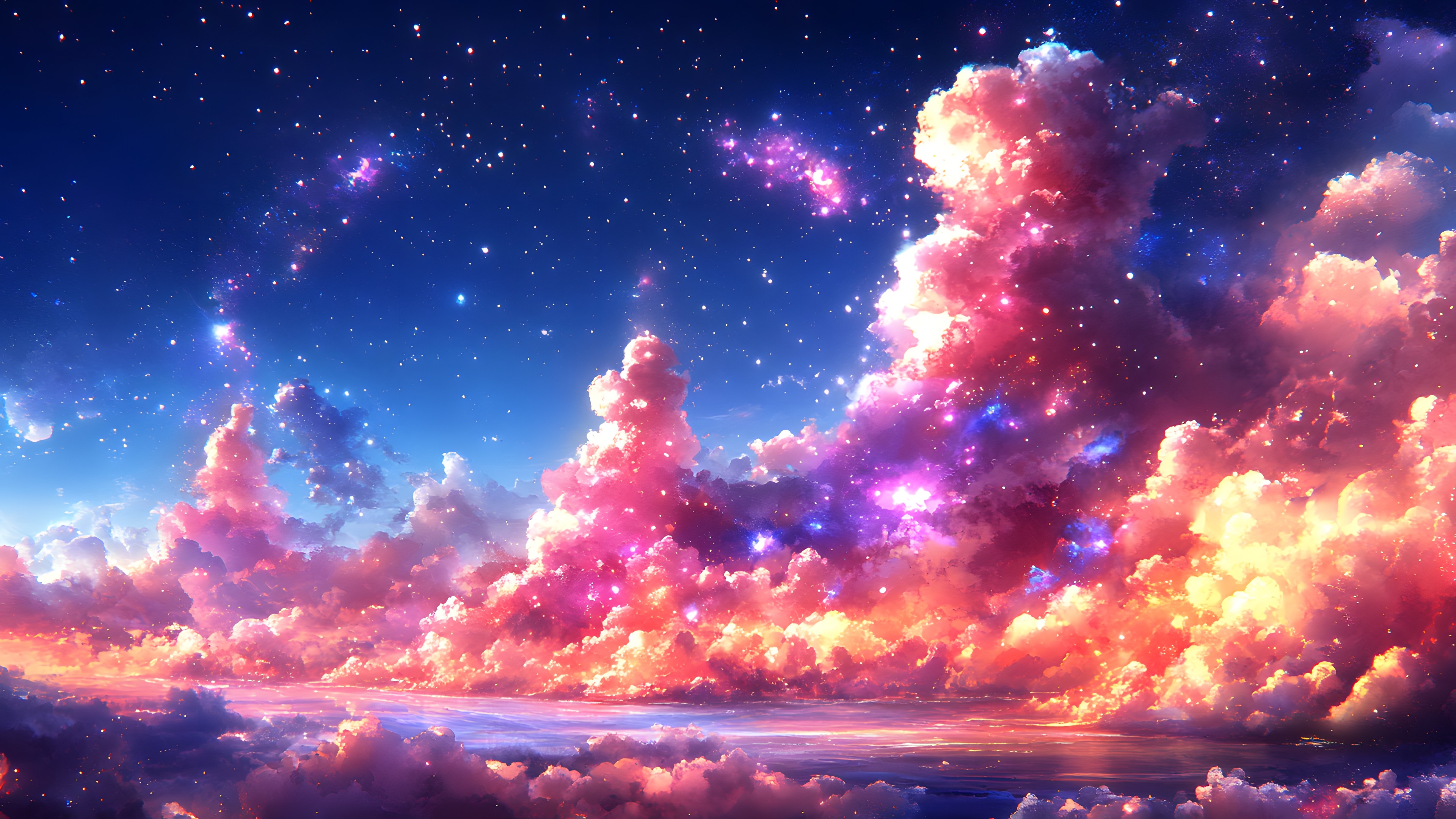 Blue, Cloud, Astronomical object, Pink, Universe, Outer space, Meteorological phenomenon, Nebula, Star, Cumulus, Galaxy, Sunrise, Dusk, Afterglow, Evening, Graphics, Dawn, Red sky at morning, Astronomy, Night