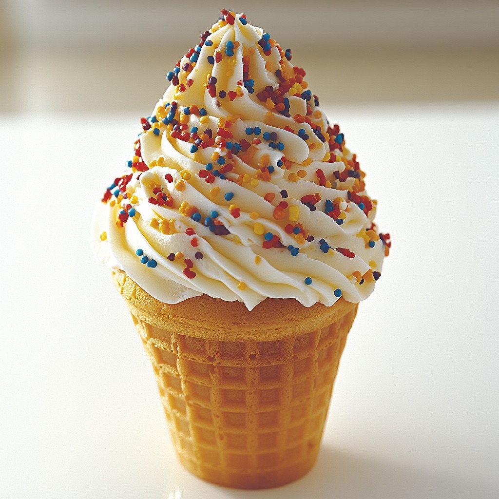 Ice cream cone, Ice cream, Soft serve, Cone, Food, Dessert, Cream, Frozen dessert, Ingredient, Dairy product, Gelato, Sprinkles, Chantilly cream, Icing, Recipe, Finger food, Soy ice cream, Fast food, Battered ice cream, Junk food