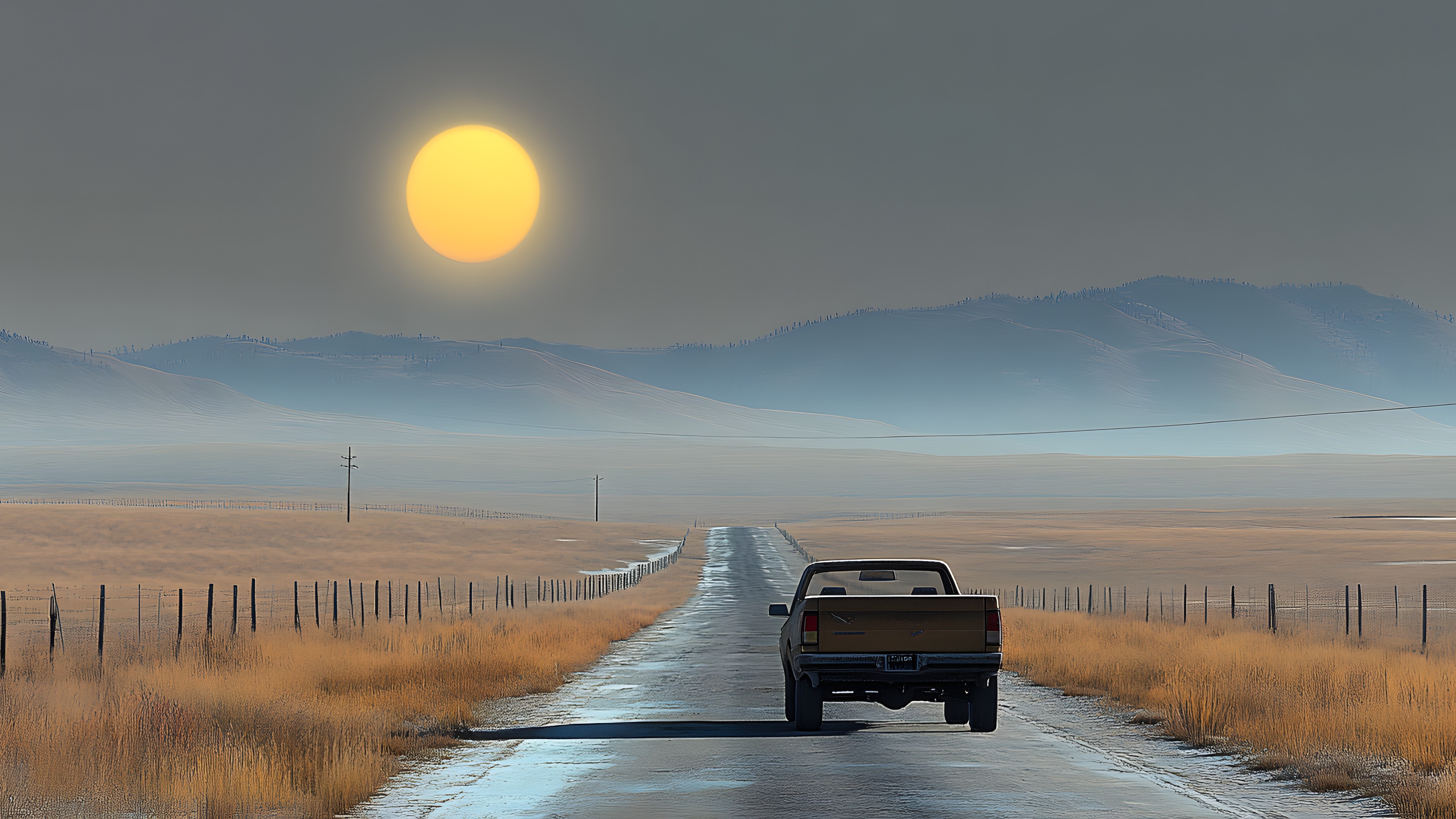 Road, Ecoregion, Horizon, Highway, Landscape, atmospheric phenomenon, Controlled-access highway, Steppe, Morning, Road trip, Prairie, Astronomical object, Evening, Sunrise, Tundra, Dusk, Desert, Savanna, Sunset, Moon