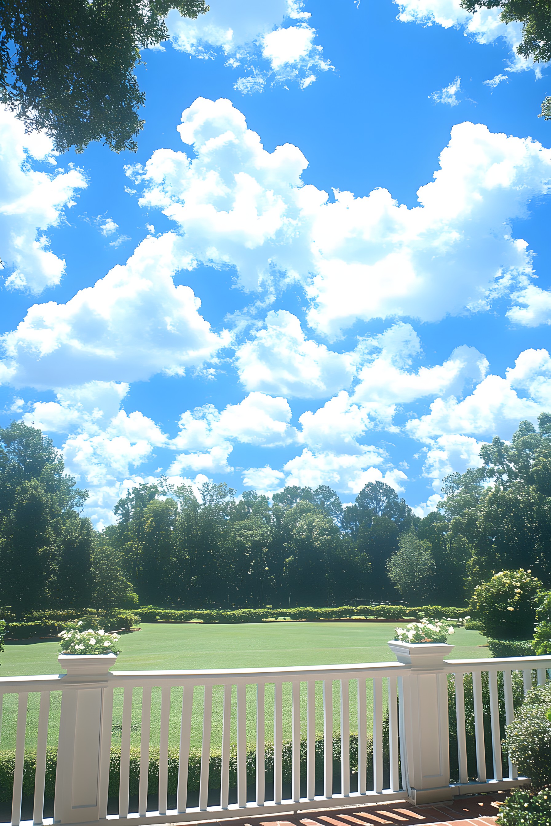 Blue, Daytime, Cloud, Garden, Lawn, Spring, Cumulus, Shade, Sunlight, Landscaping, Meadow, Park, Yard, Meteorological phenomenon, Plantation, Botanical garden, Stock photography