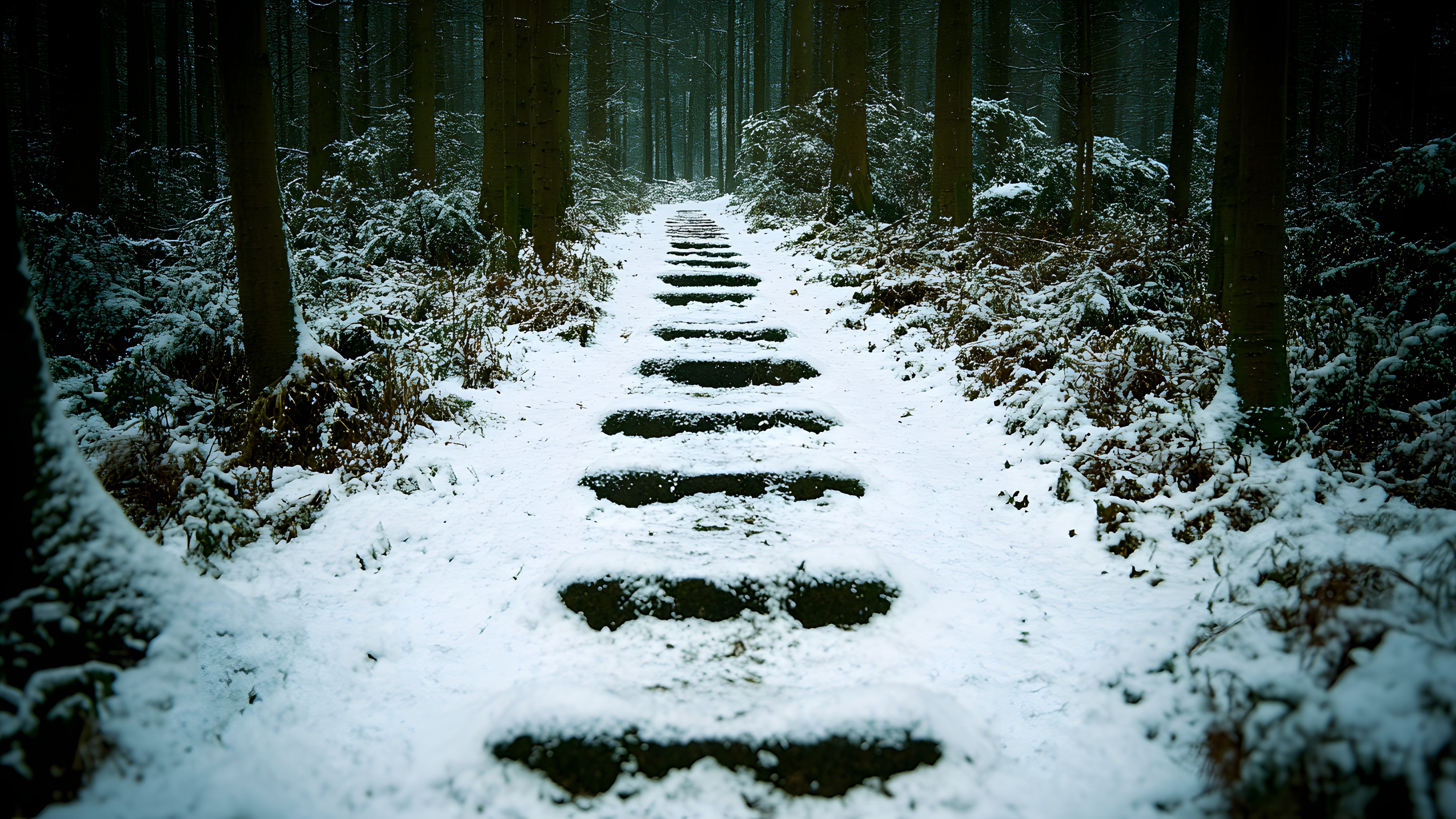 Natural environment, Wood, Branch, Winter, Forest, Snow, Spruce-fir forests, Freezing, Trunk, Trail, Woodland, Old-growth forest, Frost, Jungle, Northern hardwood forest, Grove, Tropical and subtropical coniferous forests, Temperate broadleaf and mixed forest, Precipitation, Conifers