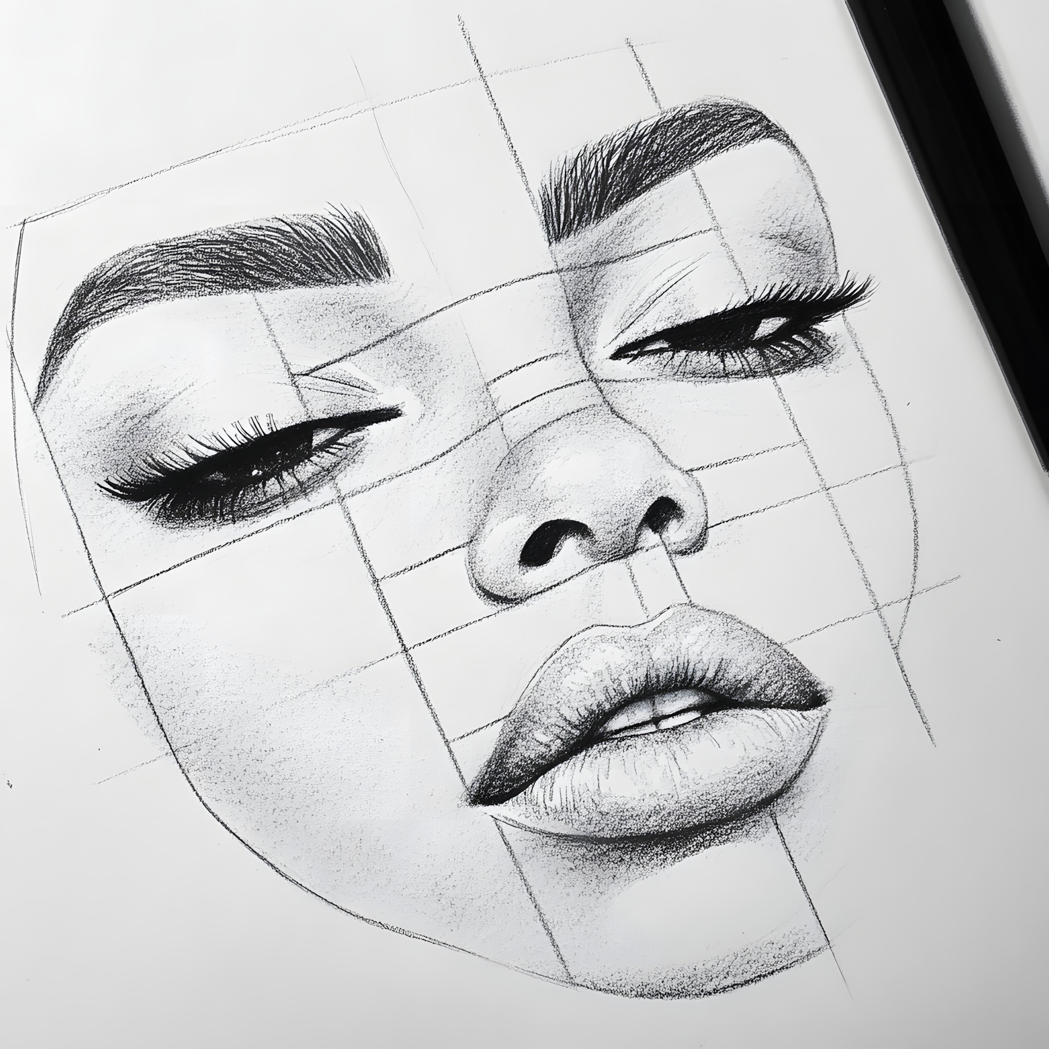 White, Facial expression, Eyelash, Drawing, Monochrome photography, Black and white, Monochrome, Sketch, Line art, Design, No expression