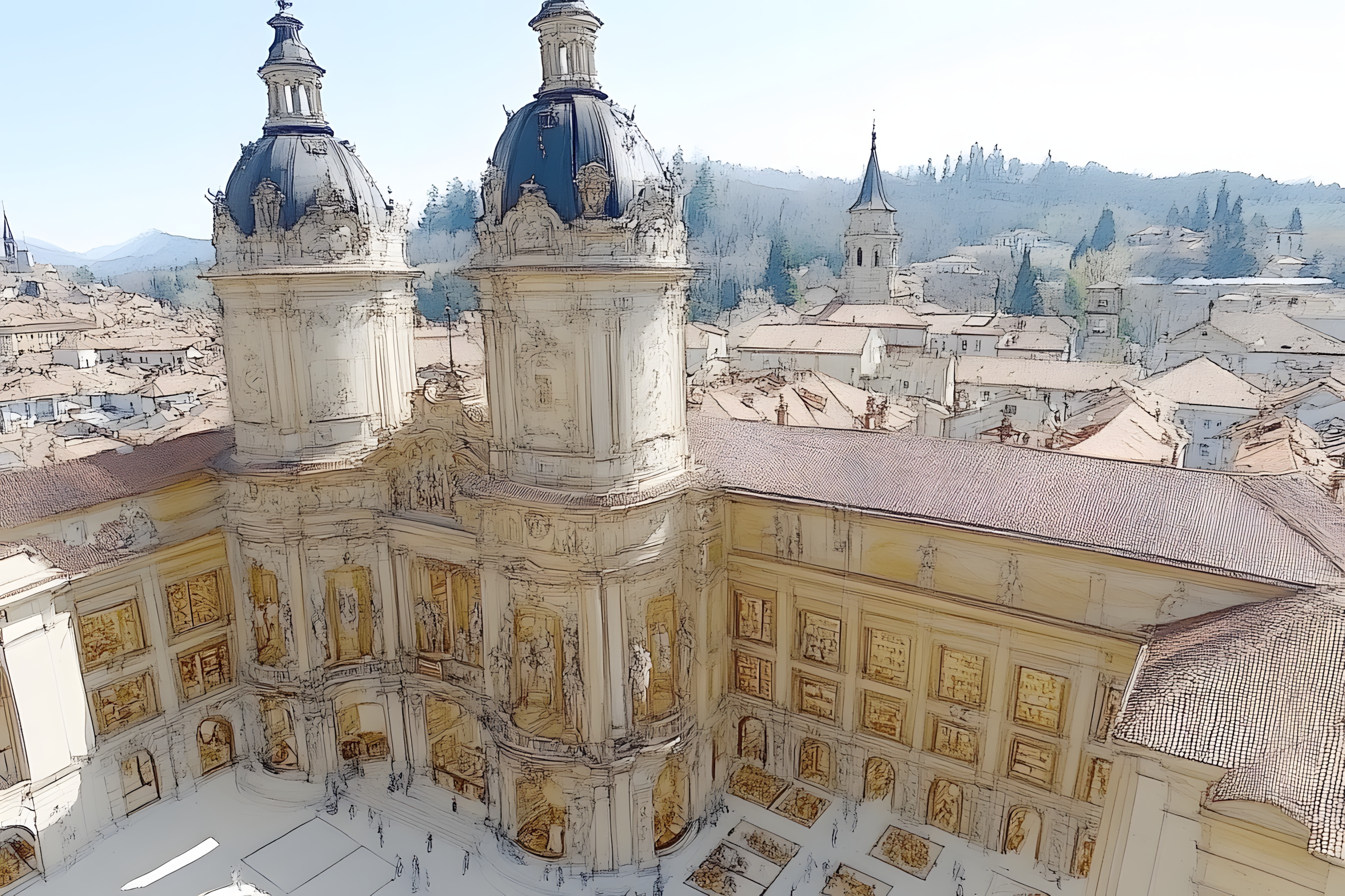 Facade, Landmark, Tourist attraction, Palace, Classical architecture, Medieval architecture, Historic site, Holy places, Finial, Town square, Spire, Byzantine architecture, Basilica, Convent, Turret, Dome, Cathedral, Plaza, Monastery, Château