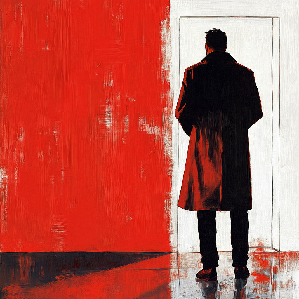 Red, Visual arts, Modern art, Fashion illustration, Paint, Watercolor painting, Acrylic paint, Overcoat