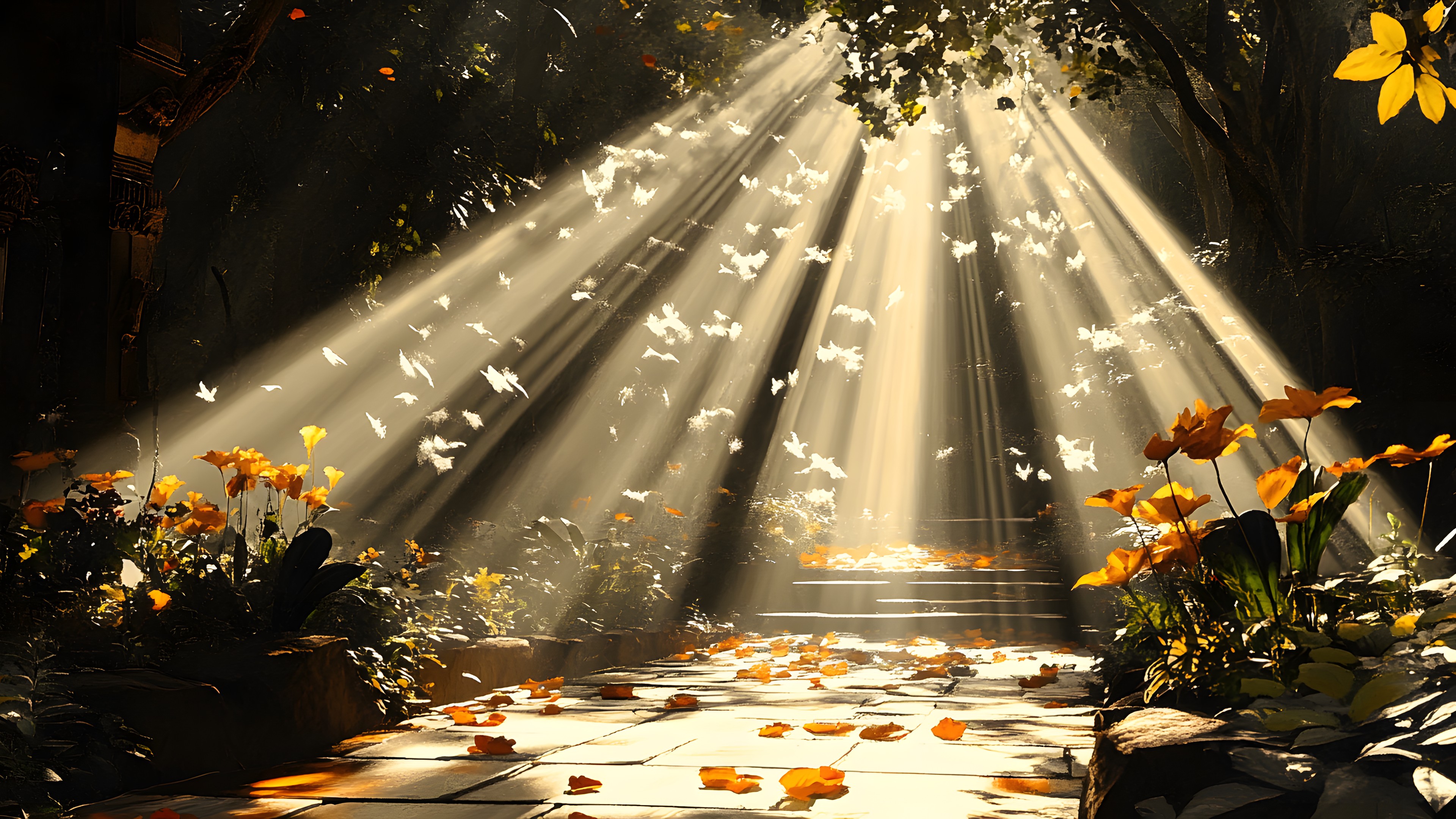 Yellow, Sunlight, Sun, Lens flare, Heat, Sunrise, Backlighting, Floral design