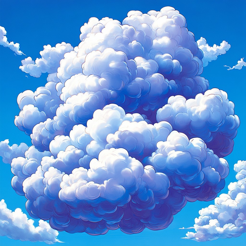 Blue, Cloud, Cumulus, Meteorological phenomenon, Watercolor painting, Graphics, Wind