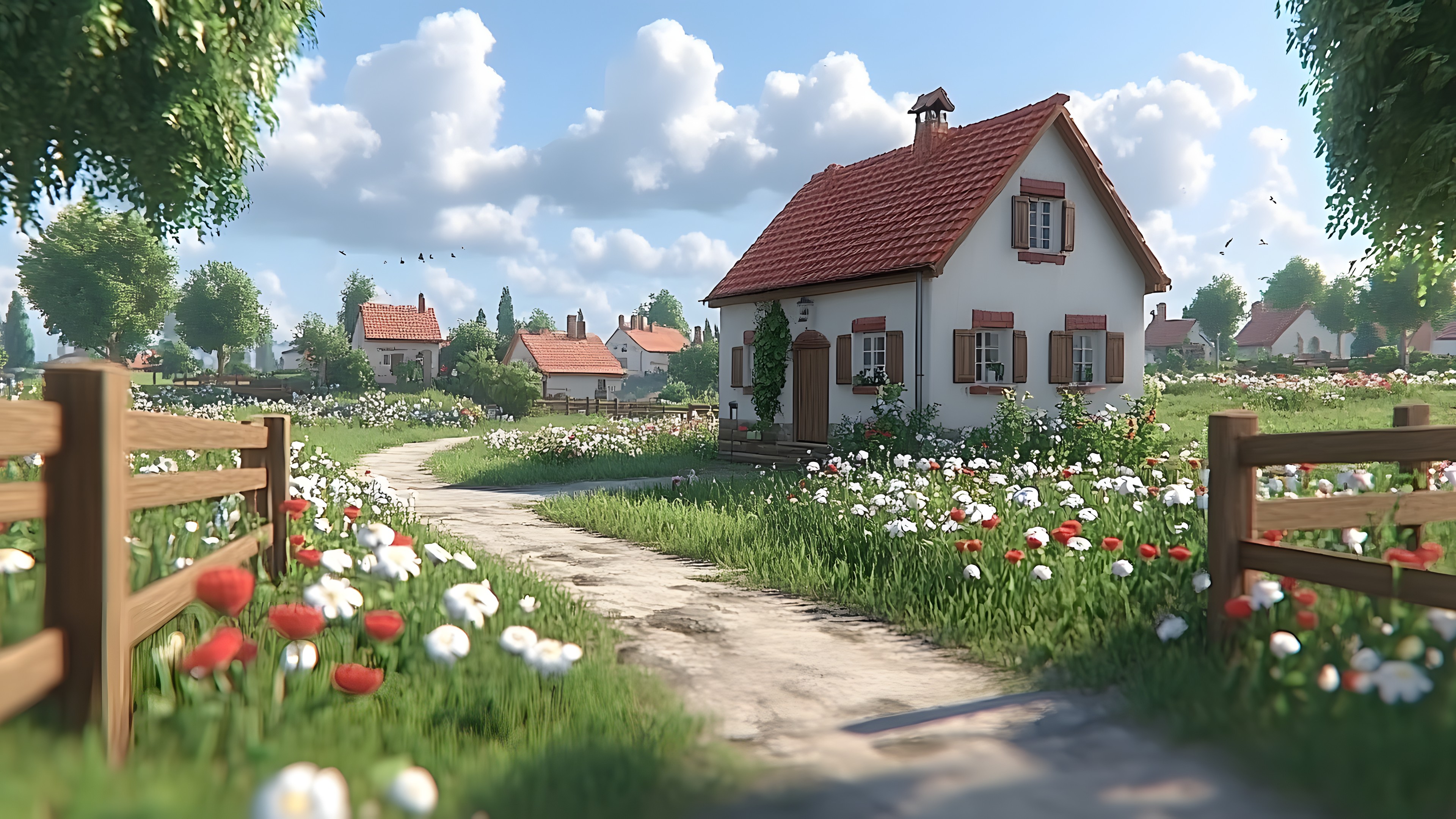 Plants, House, Home, Cottage, Rural area, Garden, Village, Farmhouse, Farm, Meadow, Landscaping, Yard, Hut, Shed, Agriculture, Barn, Backyard, Garden buildings, Animation, Plantation