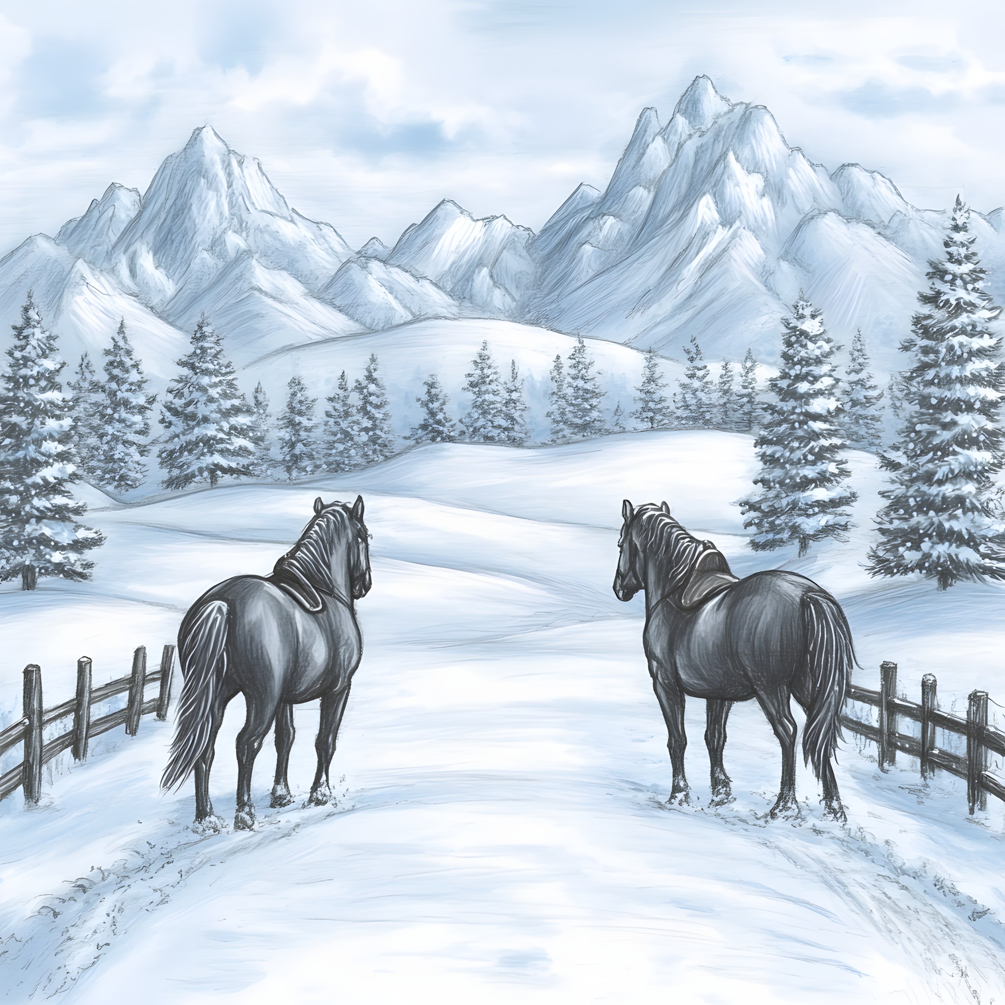 Horse, Winter, Working animal, Mustang, Snow, Freezing, Stallion, Pack animal, Mane, Mare, Livestock, Pony, Herd, Animal Figure, Horse Supplies, Sorrel