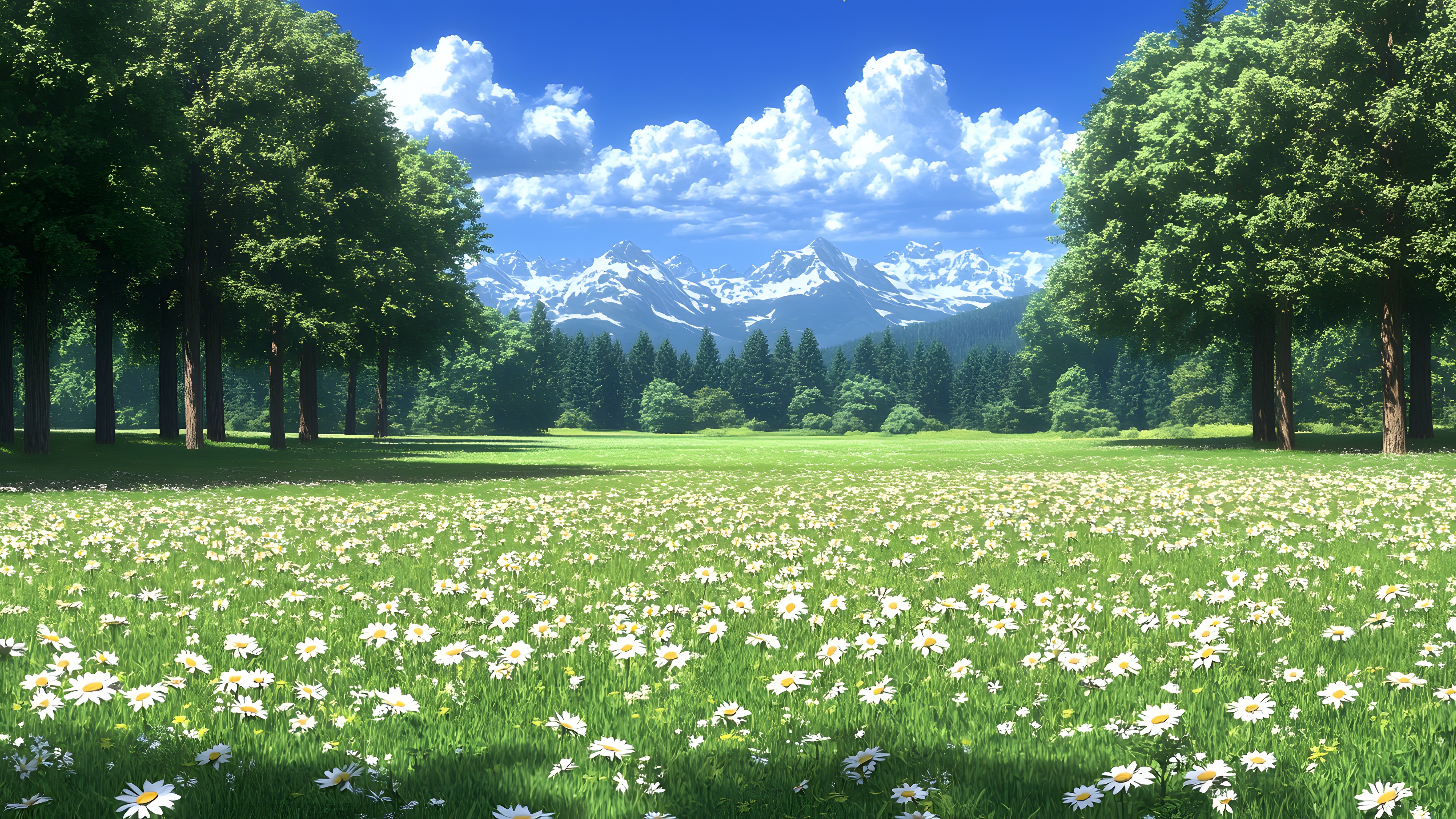 Green, Flower, Grassland, Field, Meadow, Spring, Prairie, Grasses, Pasture, Wildflower, Agriculture, Herbaceous plant, Steppe, Plantation, Conifers, Alps, Larch, Farm