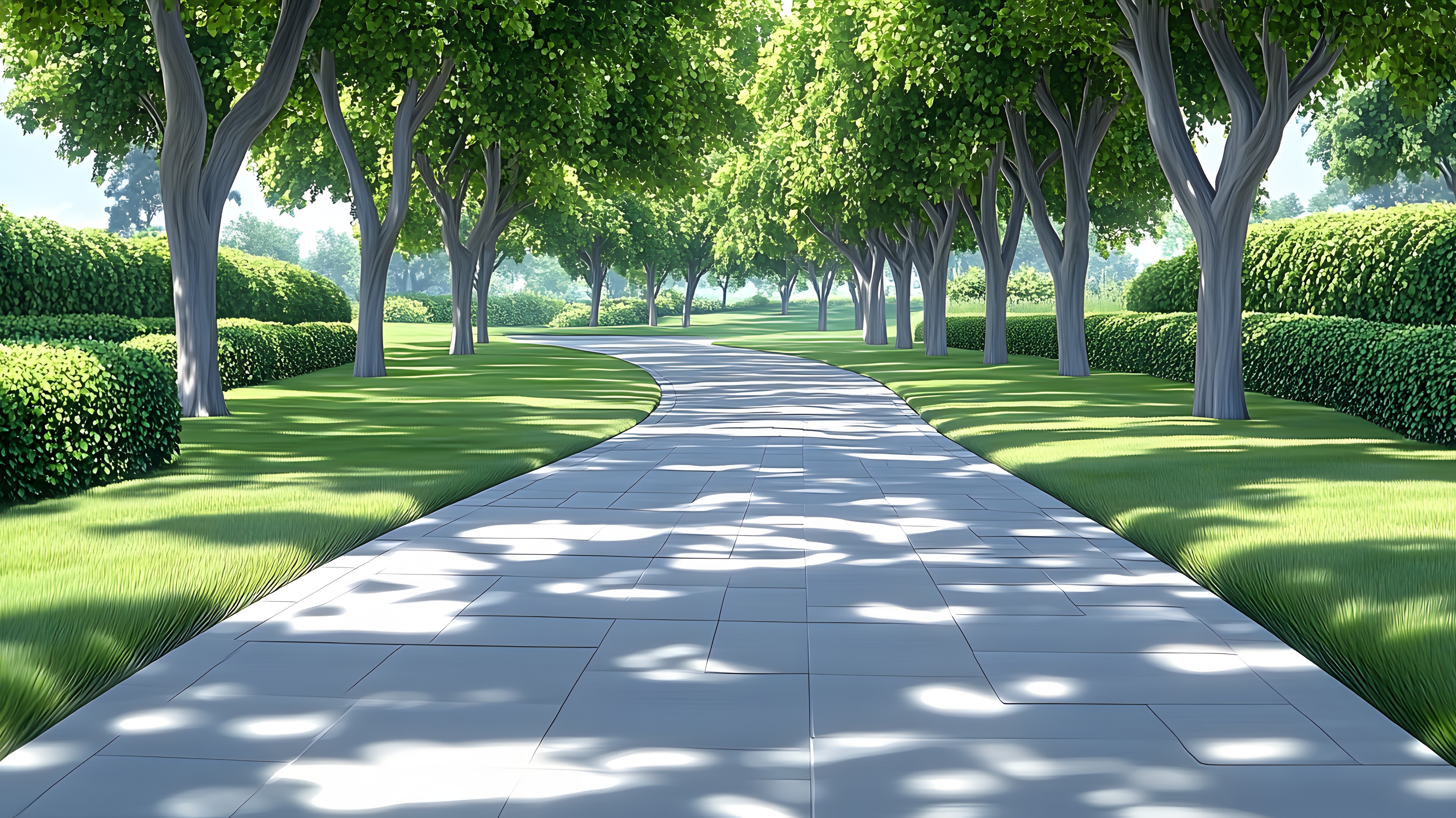 Garden, Walkway, Sidewalk, Woody plant, Landscaping, Shade, Lawn, Park, Evergreen, Driveway, Plantation, Botanical garden, Path
