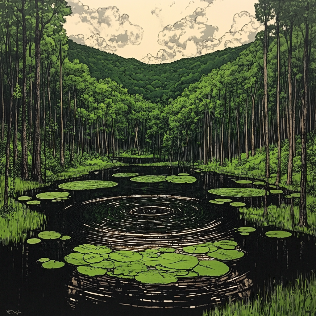 Wetland, Forest, Aquatic plant, Reflection, Swamp, Jungle, Freshwater marsh, Pond, Bayou, Bog, Rainforest, Marsh, Lacustrine plain, Old-growth forest