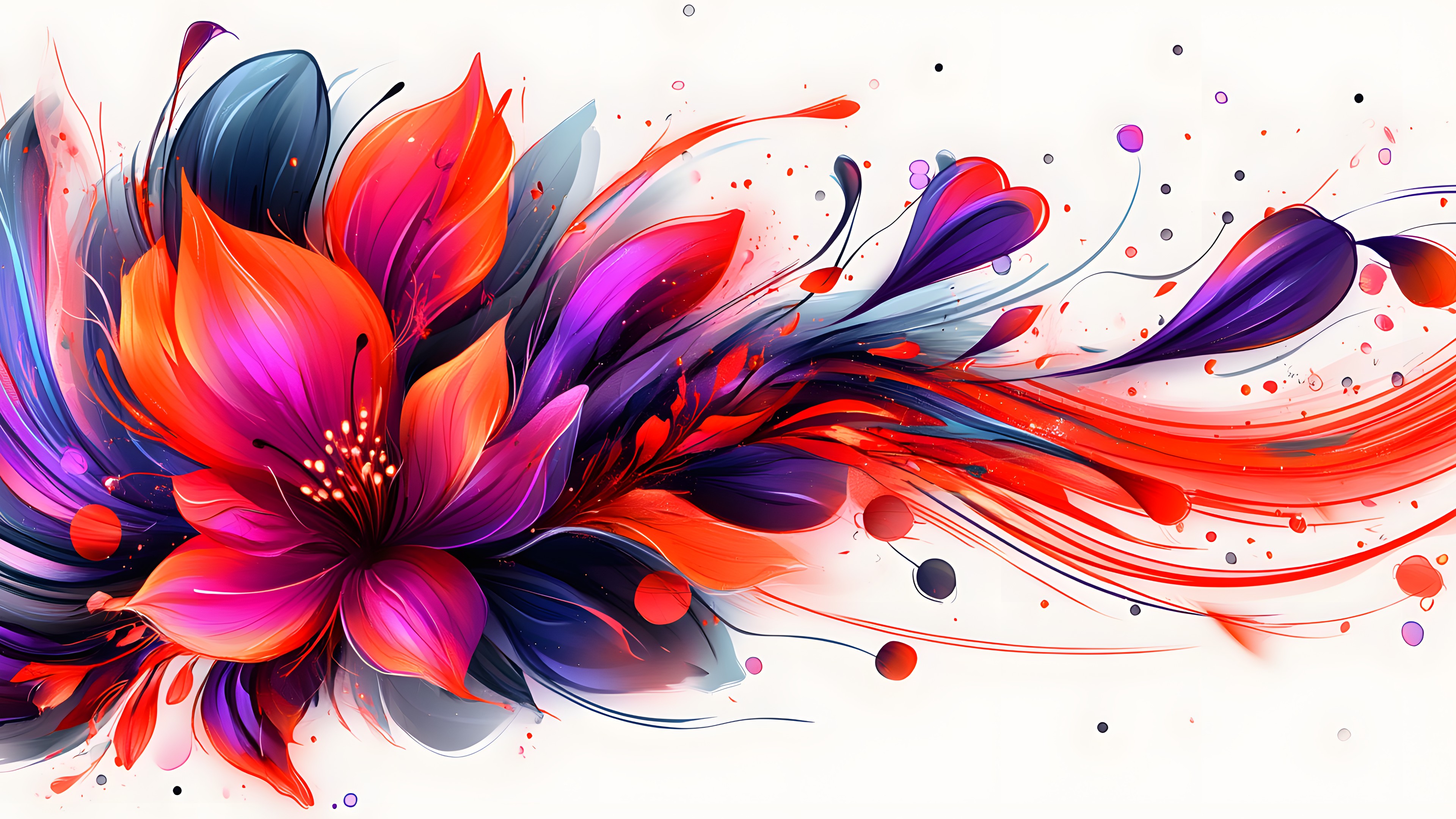 Red, Art, Orange, Pink, Creative arts, Graphics, Graphic design, Paint, Design, Floral design, Modern art, Fractal art, Geraniums