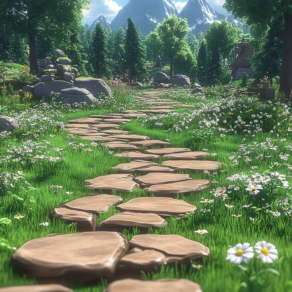 Shrub, Garden, Groundcover, Walkway, Landscaping, Lawn, Flagstone, Yard, Botanical garden, Backyard, Wildflower, Perennial plant, Conifers, Evergreen, Path, Lawn ornament, Trail, Environmental art, Cupressaceae