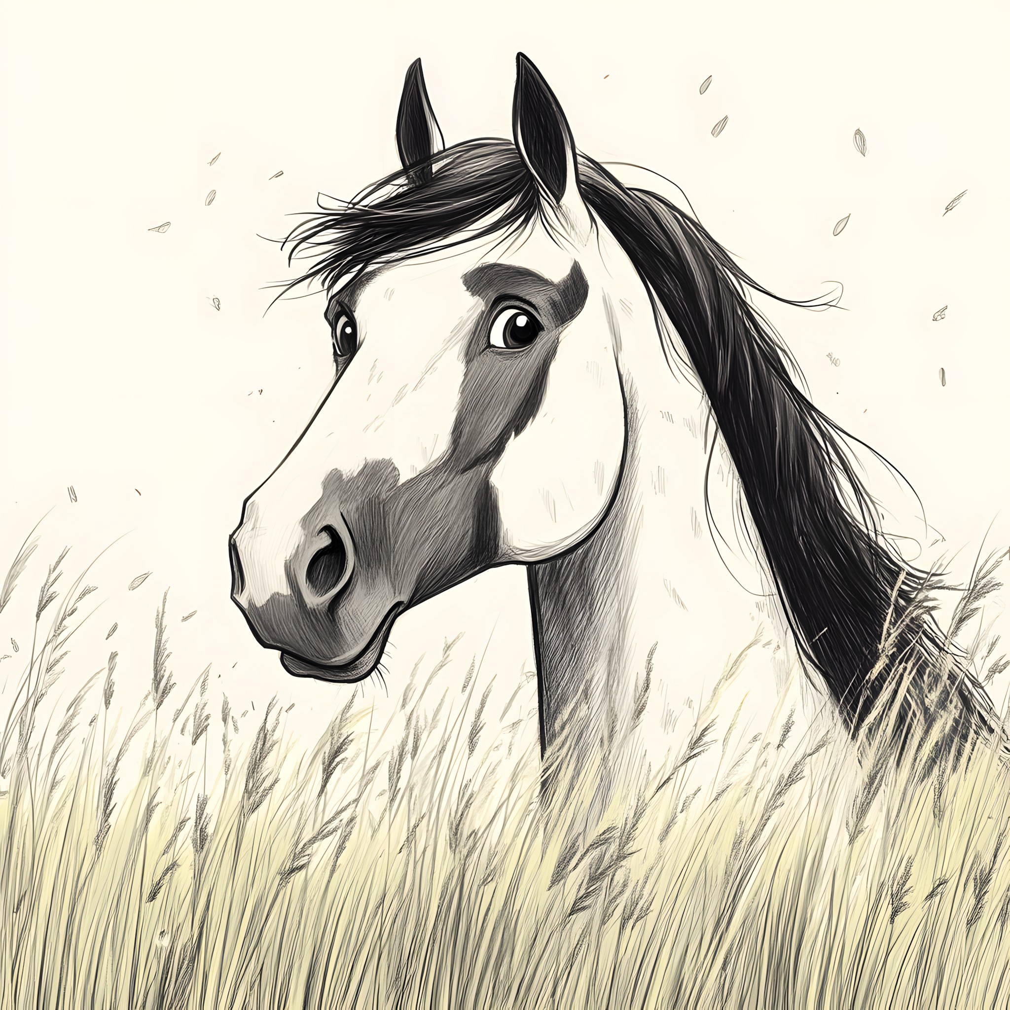 Horse, Vertebrate, Black, Working animal, Drawing, Mustang, Snout, Terrestrial animal, Black and white, Illustration, Sketch, Line art, Mane, Stallion, Livestock, Mare, Pack animal