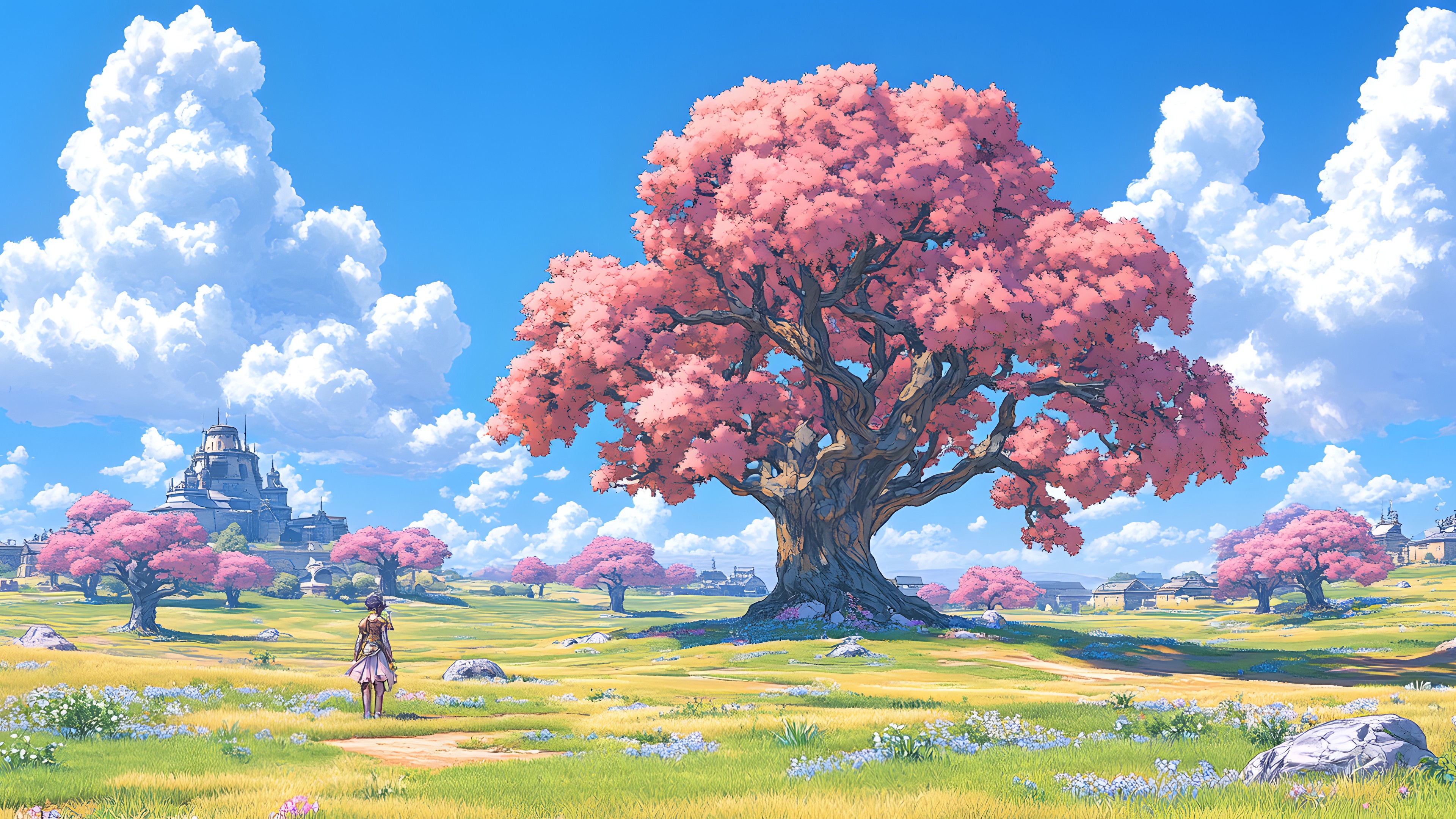 Animation, Blossom, Fictional character, Animated cartoon, CG artwork, Watercolor painting, Prunus