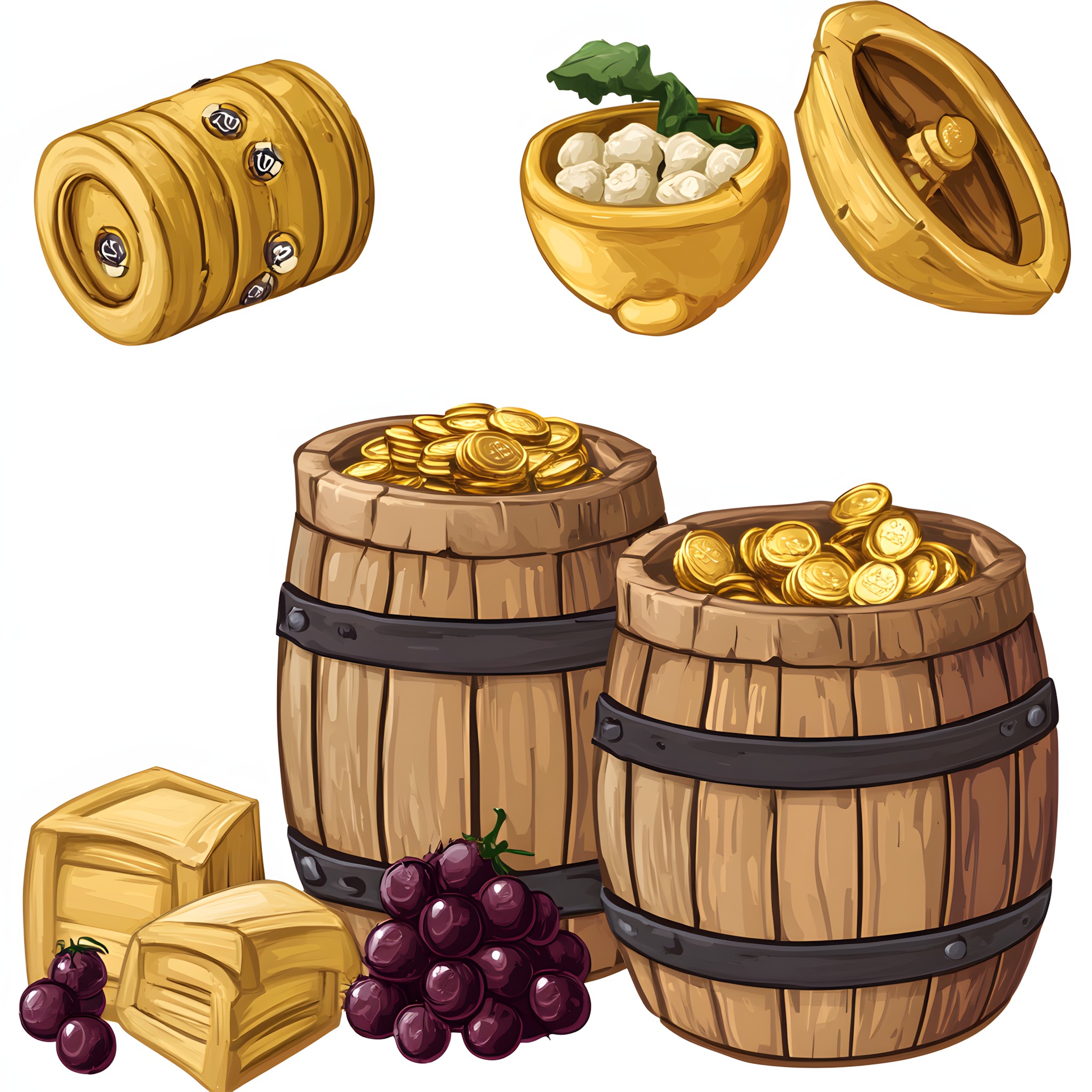 Barrel, Clip art, Basket, Treasure, Graphics, Produce, Natural foods, Keg