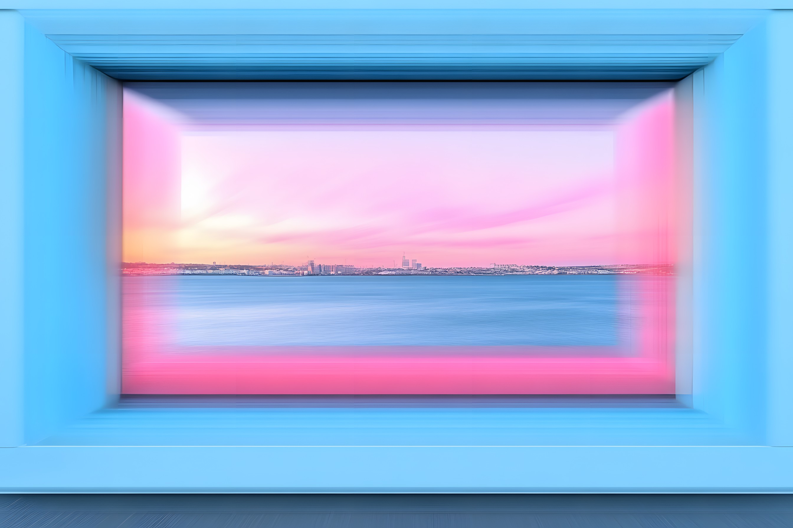 Blue, Pink, Reflection, Picture frame