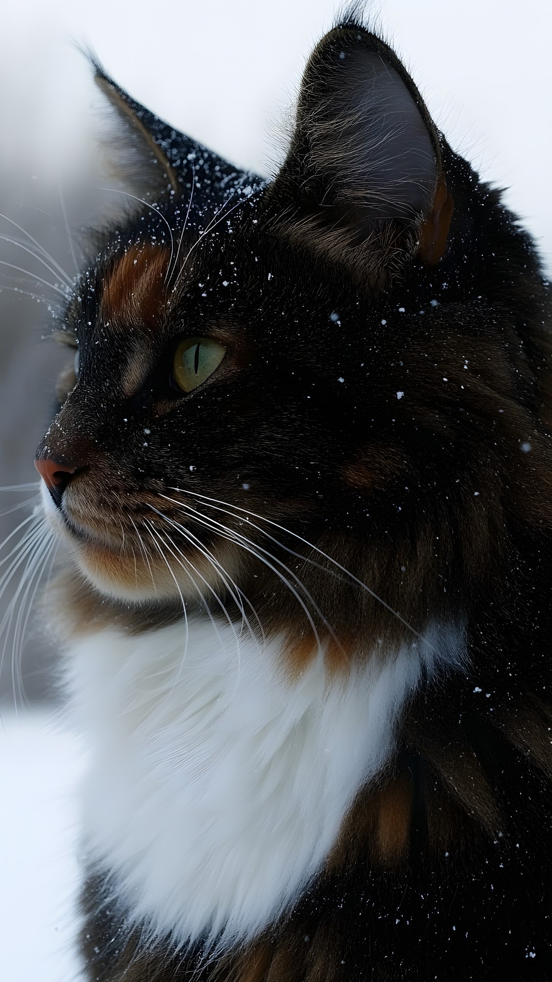 Cat, Felidae, Felinae, Whiskers, Snout, Carnivores, Close-up, Fur, Terrestrial animal, Natural material, Winter, Snow