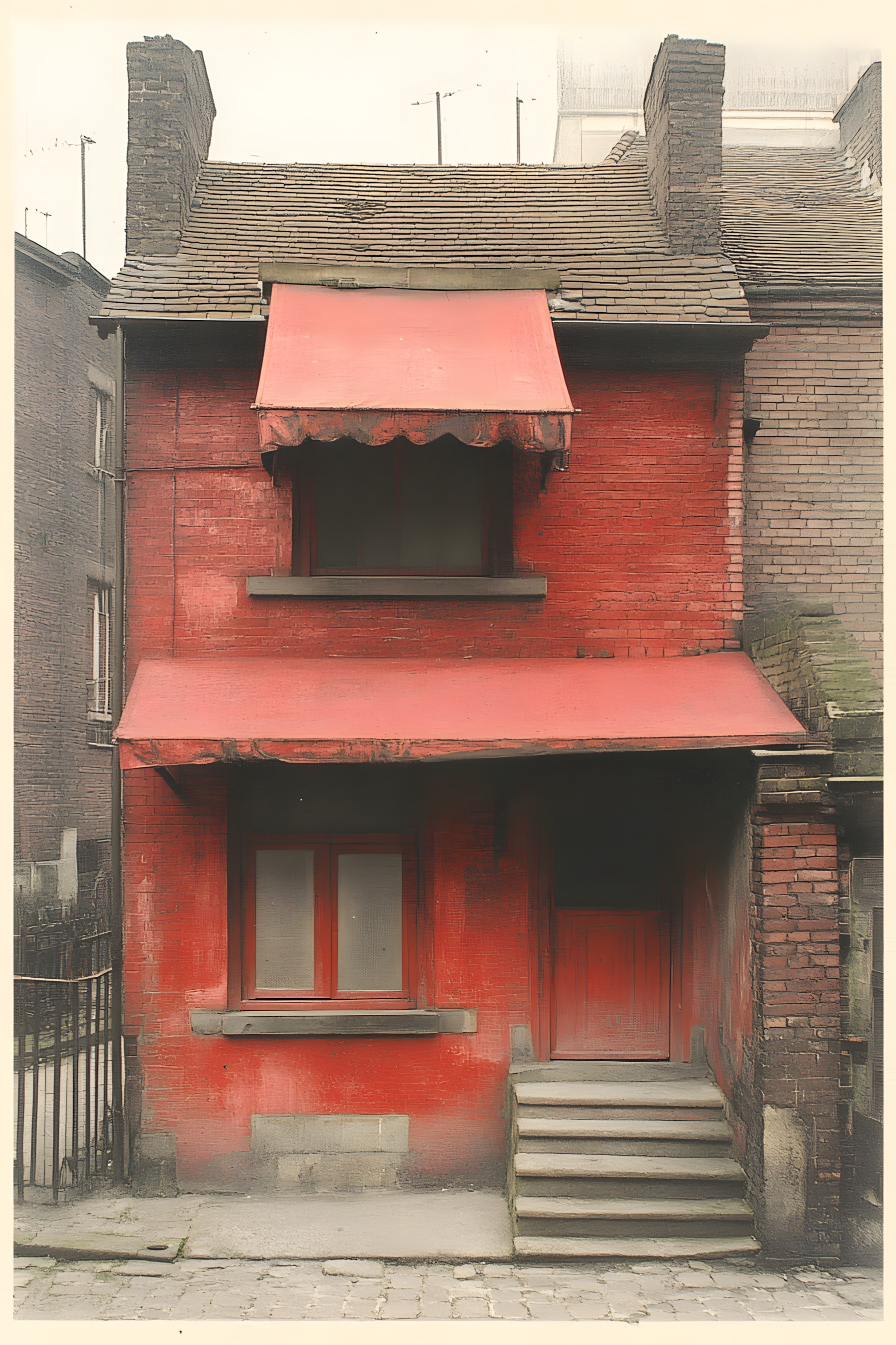 Red, Wall, Brown, Composite material, Brick, Brickwork, Building material, Paint, Stairs, Siding