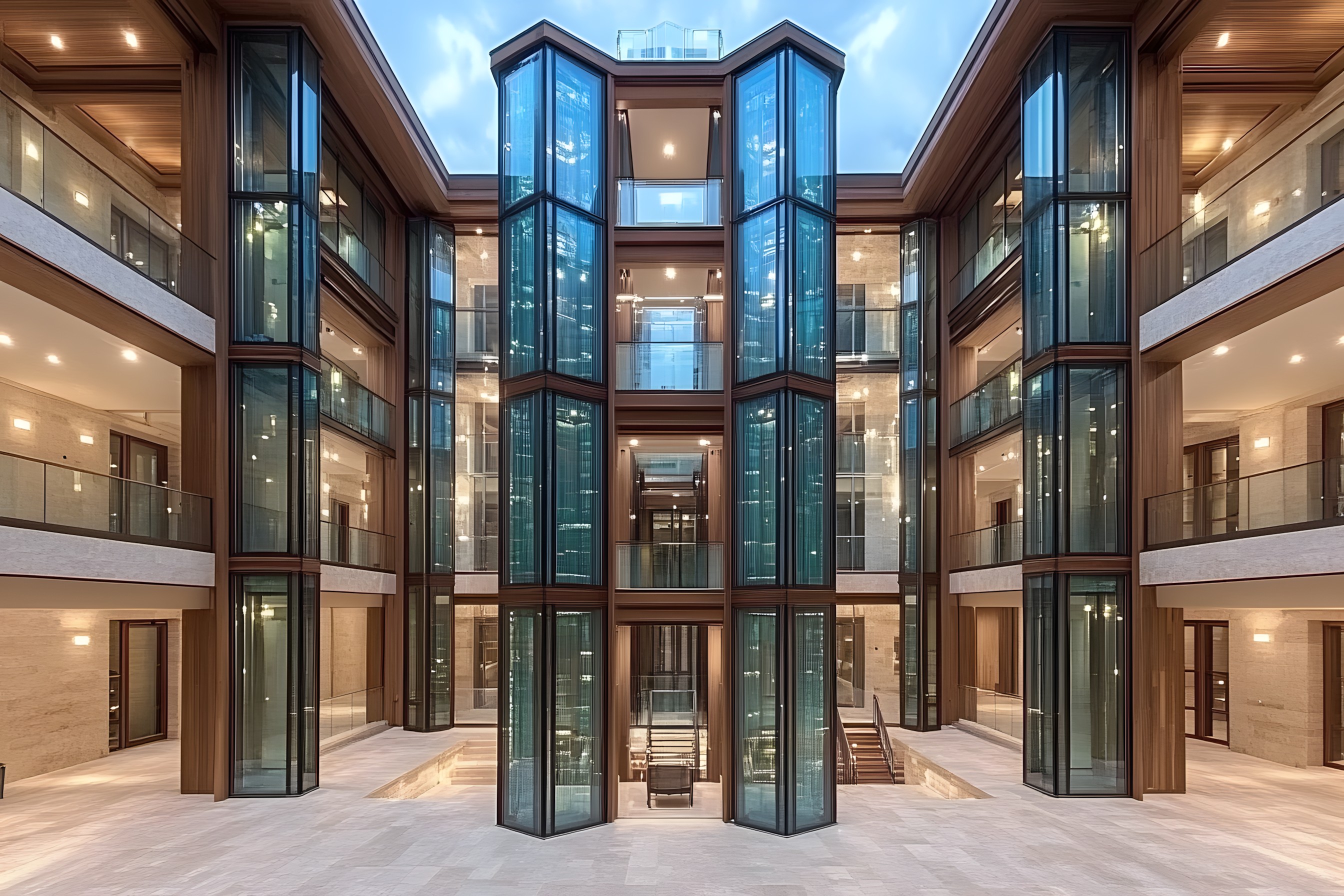 Glass, Engineering, Symmetry, Headquarters, Daylighting, Mansion