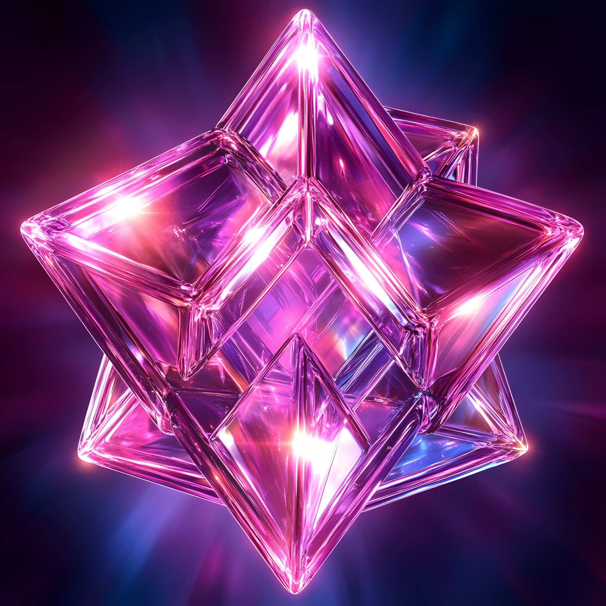 Pink, Purple, Triangle, Symmetry, Lens flare, Neon, Graphics, Silver, Fractal art, Design, Graphic design, Star, Visual Effect Lighting