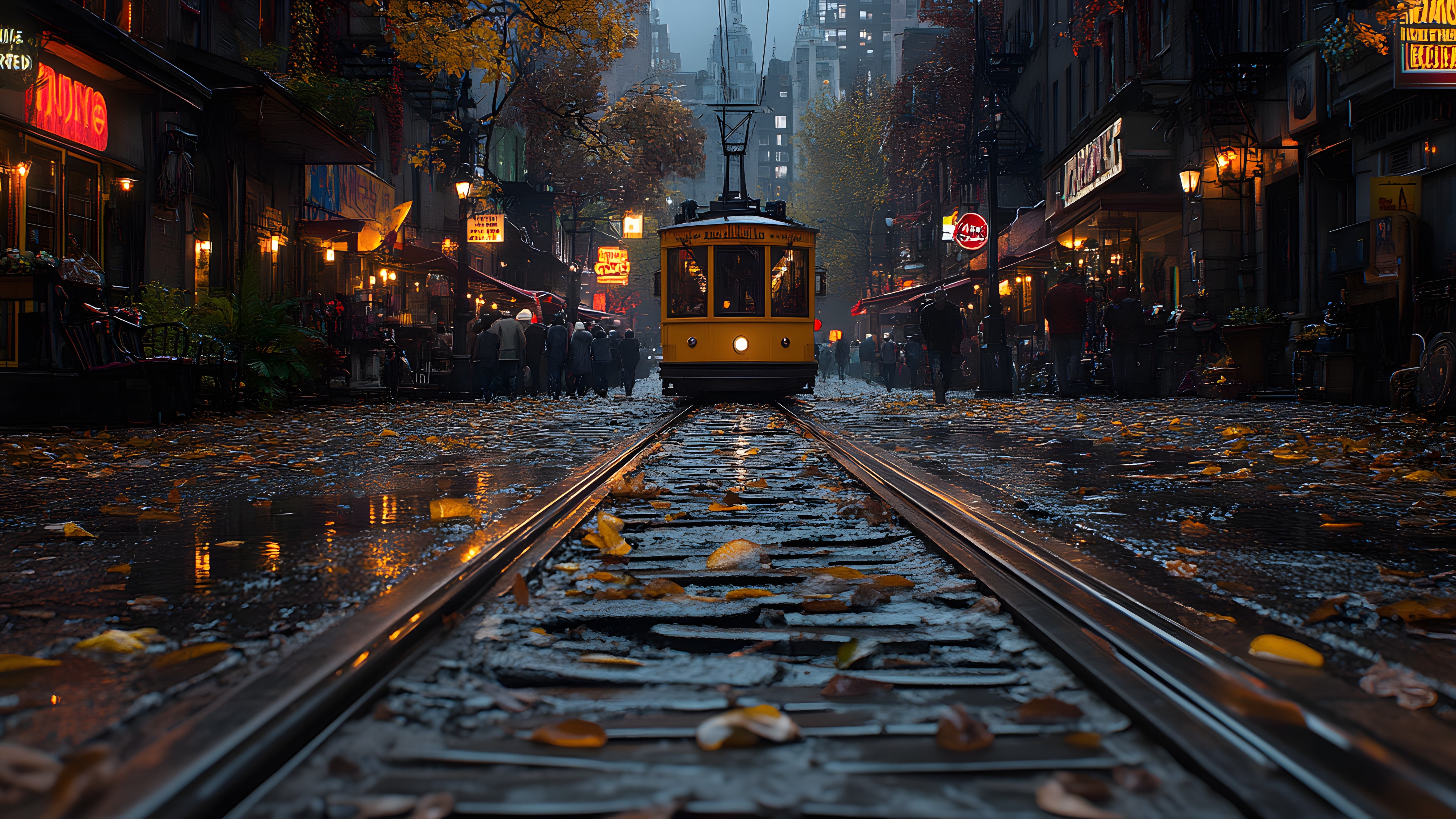 Metropolis, Night, Electricity, Evening, Midnight, Electrical Supply, Track, Train, Dusk