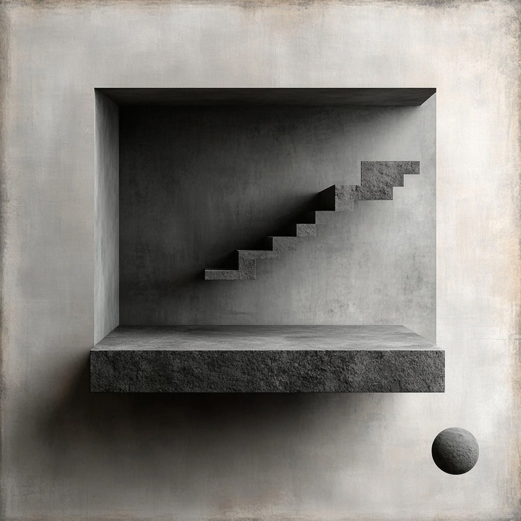 Photograph, Monochrome photography, Monochrome, Black and white, Grey, Concrete, Stairs, Silver, Still life photography, Plaster