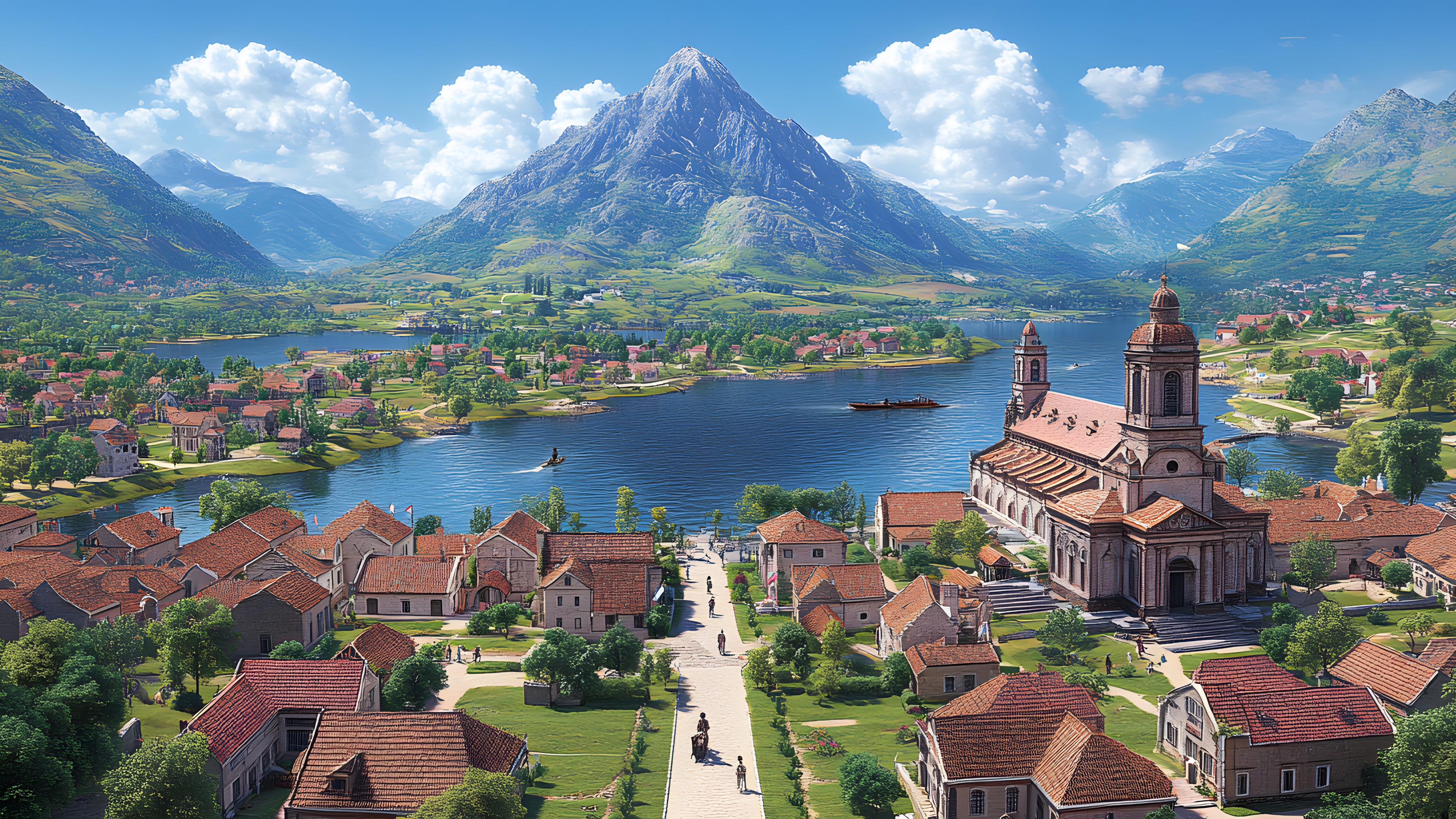 Mountainous landforms, Body of water, Mountain, Natural landscape, Hill, Mountain range, Bank, Highland, Landscape, Tourist attraction, Hill station, Valley, Lake, Alps, Village, River, Reservoir, Ridge, Lake District, Summit