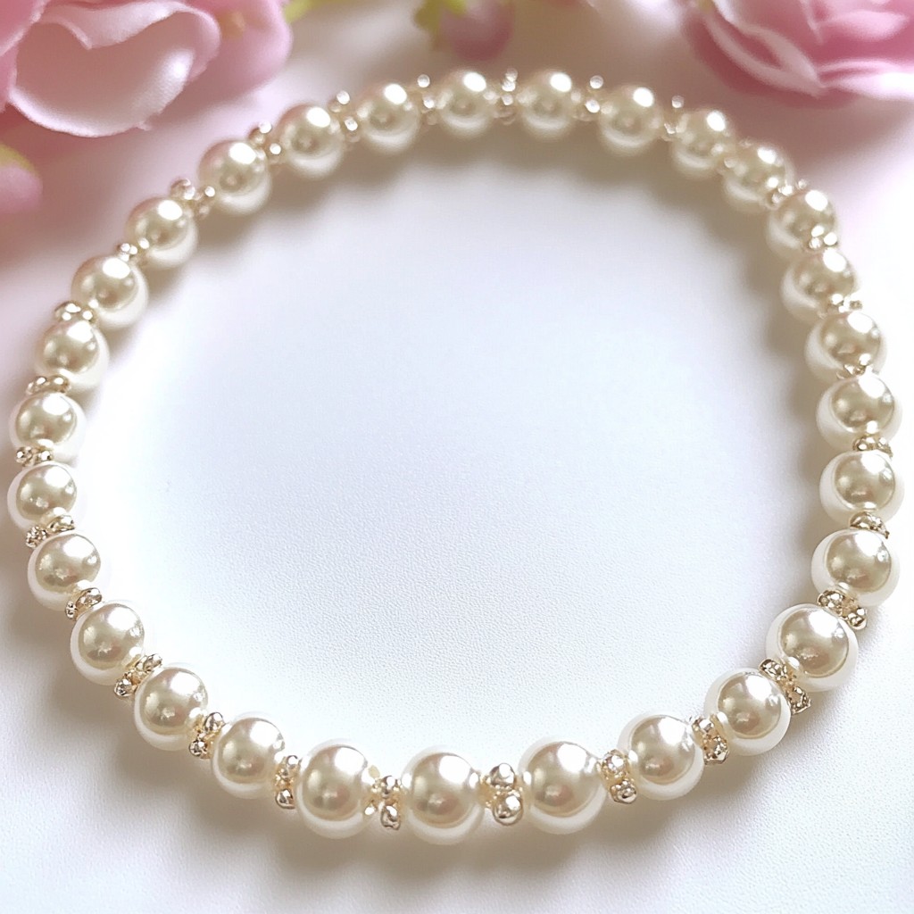 White, Pearl, Jewellery, Body Jewelry, Gemstone, Pink, Natural material, Jewelry Making, Necklace, Bead, Bracelet, Silver, Wedding Ceremony Supply, Big hole bead, Creative arts, Craft, Rose family, Bangle