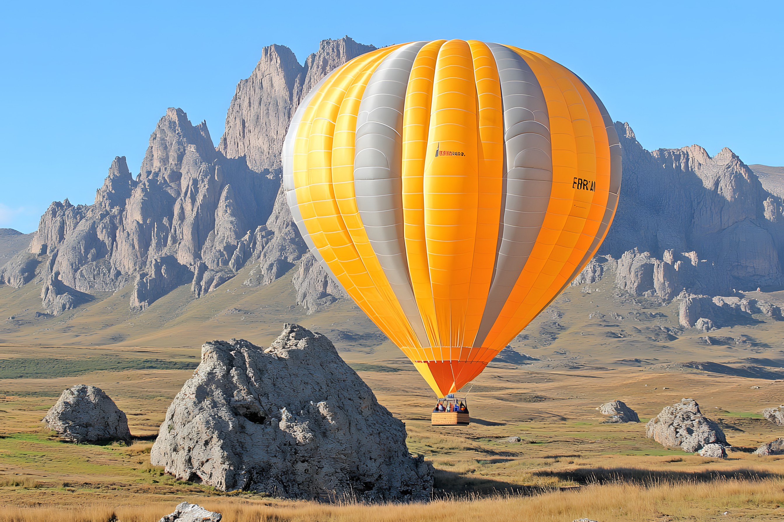 Balloon, Hot air ballooning, Hot air balloon, Landscape, Air sports, Geological formation, Terrain, Aerostat, Morning, Travel, Air travel, Fell, Plateau, Flight, Vacation, Tundra, Parachute