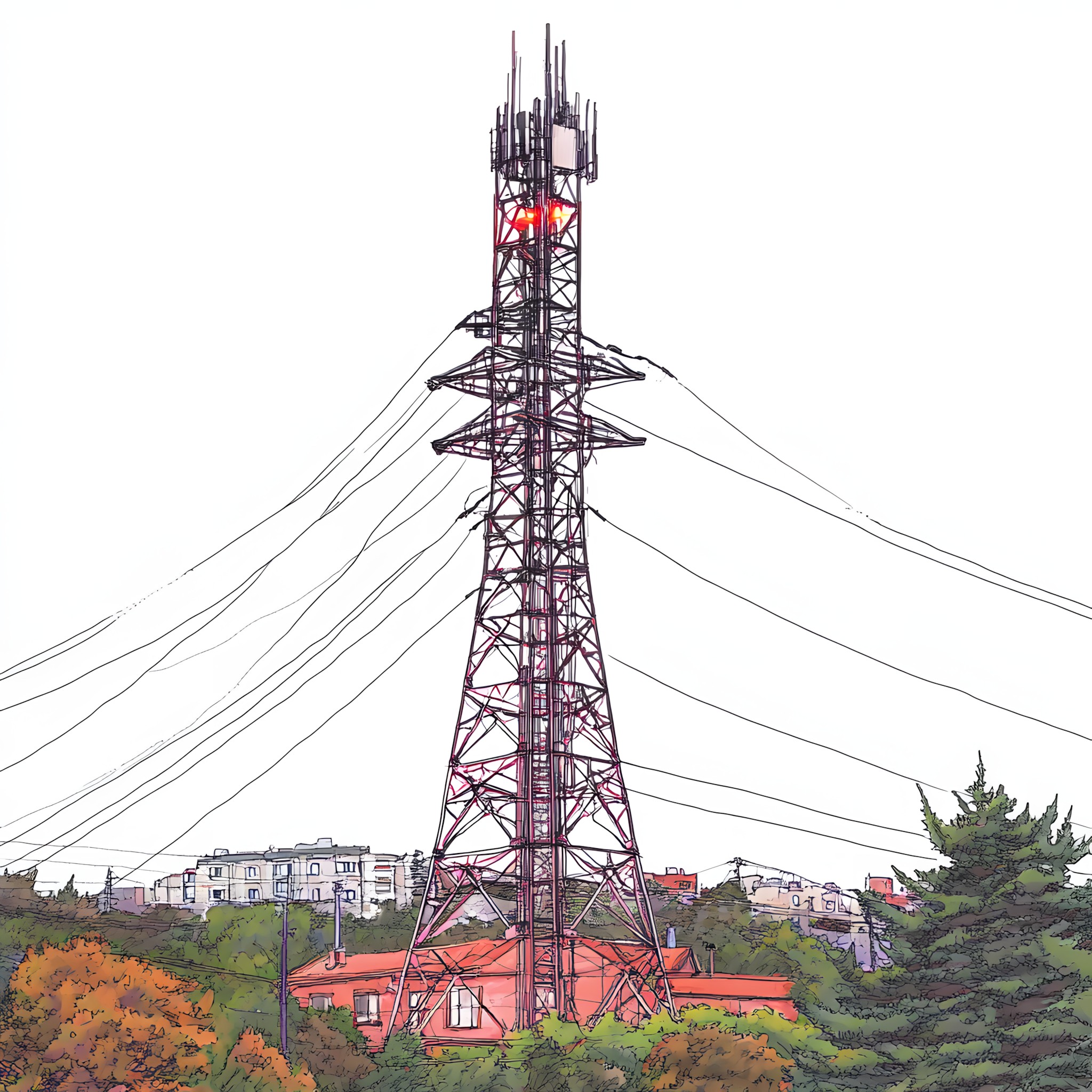 Tower, Overhead power line, Electricity, Electrical Supply, Public utility, Iron, Transmission tower, Transmitter station, Wire, Telecommunications engineering, Cellular network, Electrical cable, Electrical network, pole, Engineering, Antenna, Steel