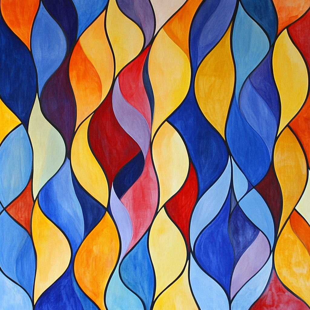 Blue, Red, Yellow, Orange, Paint, Modern art, Graphics, Pattern