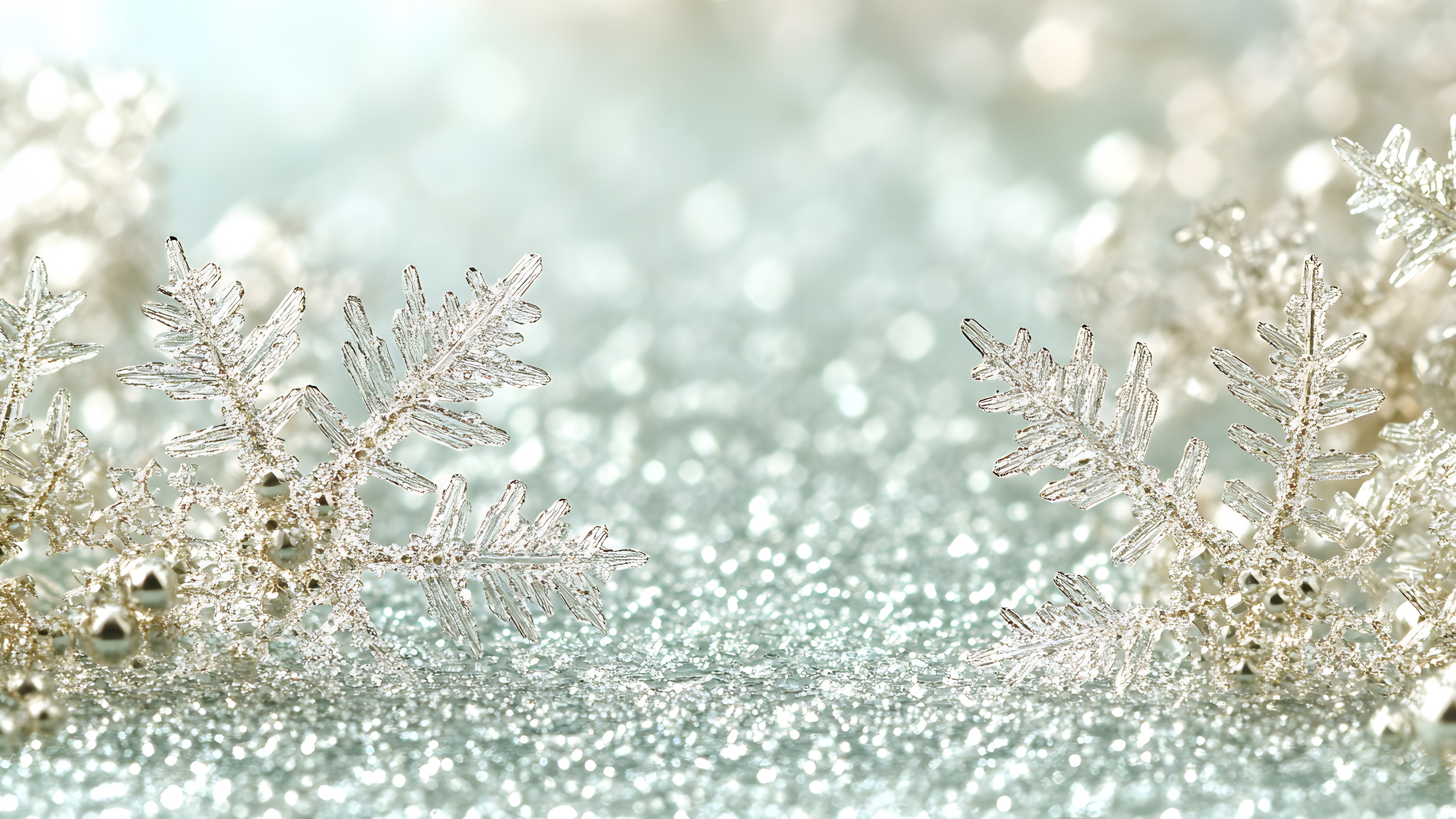 Winter, Silver, Natural material, Frost, Conifers, Snowflake, Glitter