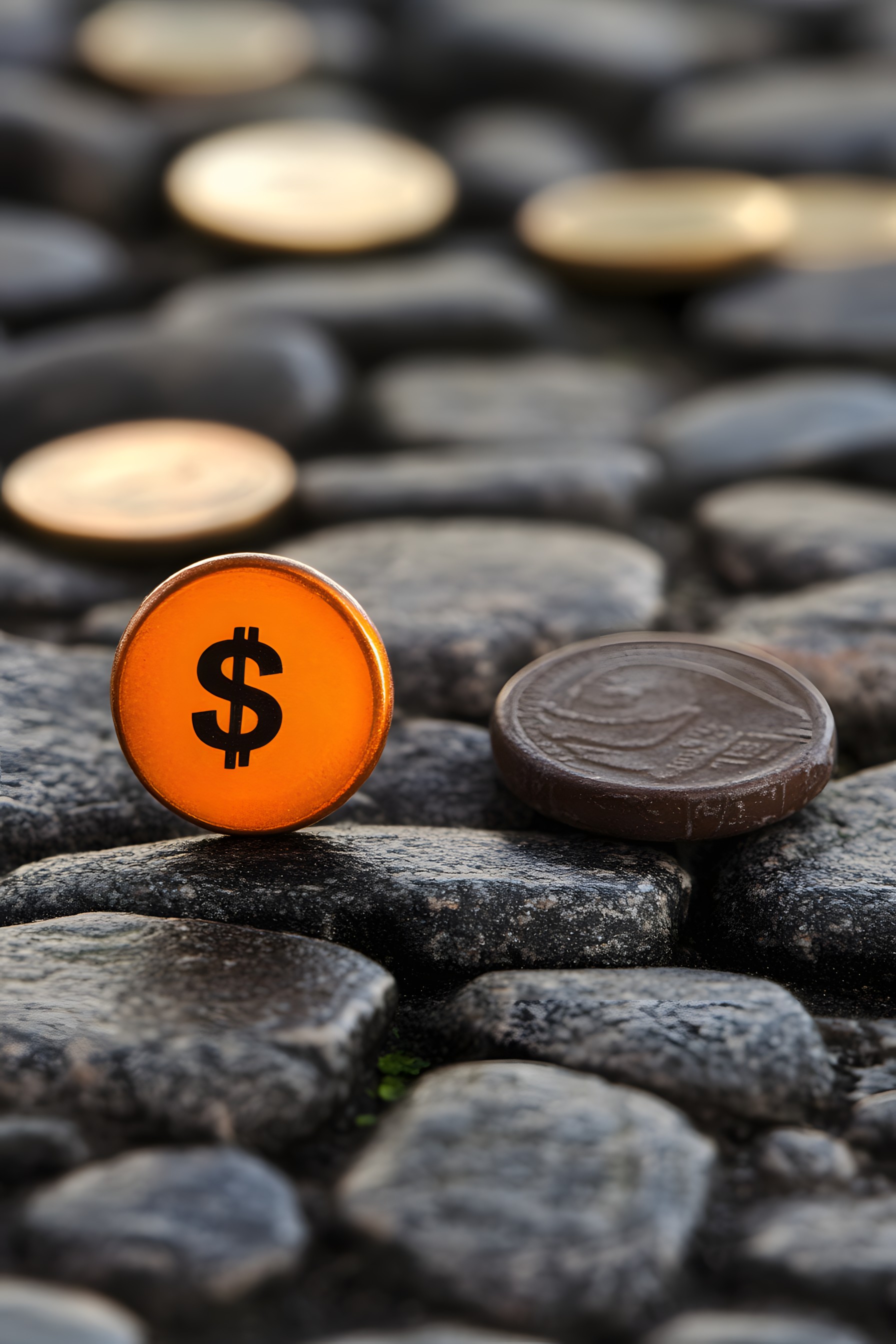 Close-up, Coin, Symbol, Currency, Macro photography, Money, Still life photography, Pebble