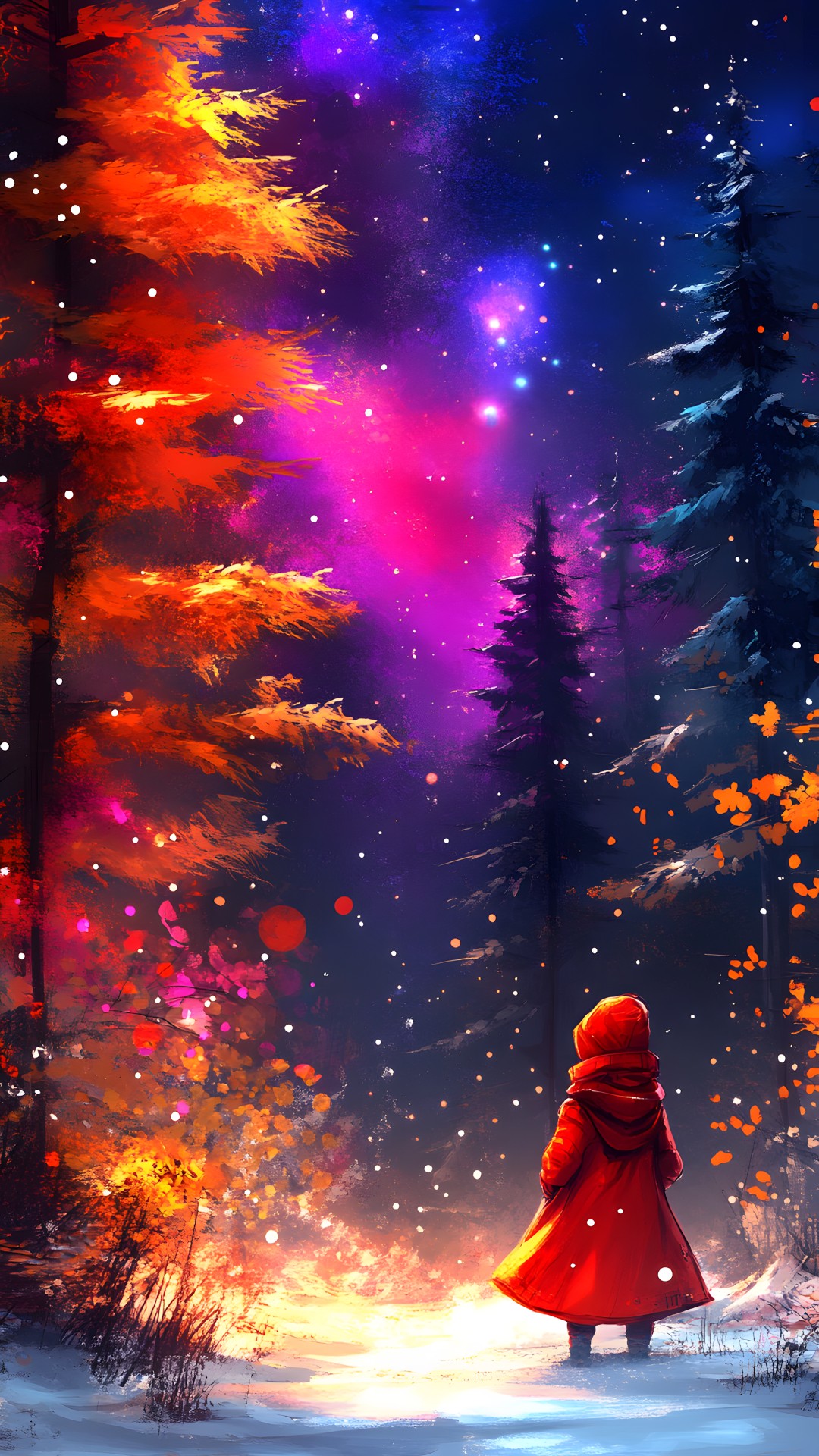 Red, Winter, Star, Astronomical object, Fictional character, Precipitation, Night, Animation, CG artwork, Christmas Day, Graphics, Autumn, Fir