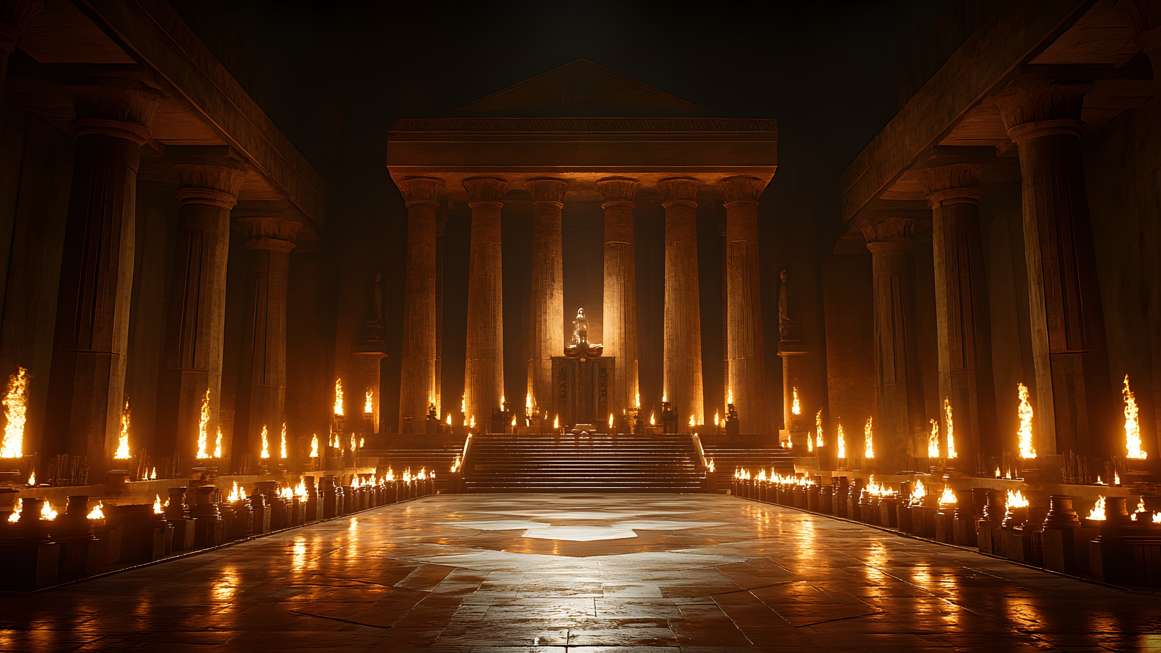 Column, Lighting, Night, Darkness, Midnight, Heat, Ancient Roman architecture, Classical architecture, Roman temple, Fire, Candle, Flame