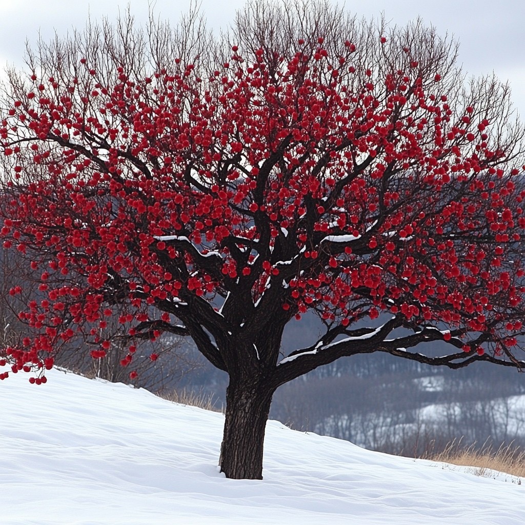 Branch, Red, Twig, Winter, Woody plant, Snow, Freezing, Frost, Blossom, Mountain-ash, Apples, Holly