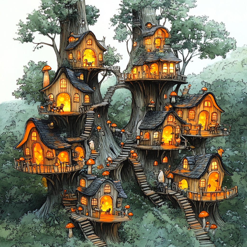 Tree house, Home, Design, Animation, Hut