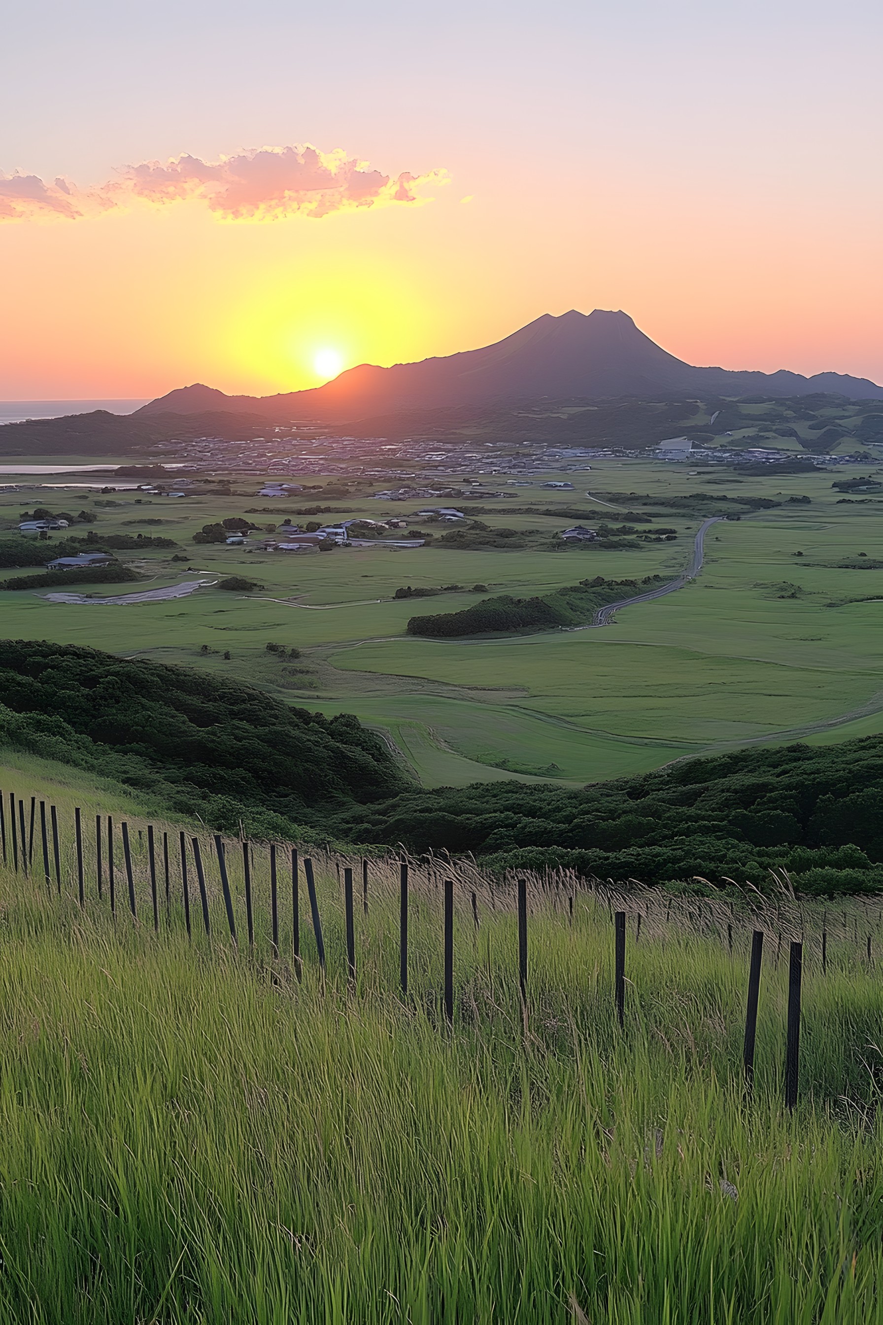 Mountainous landforms, Horizon, Hill, Mountain, Ecoregion, Natural landscape, Highland, Grassland, Plain, Field, Dusk, Terrain, Prairie, Steppe, Morning, Sunlight, Sunrise, Sunset, Mountain range, Evening