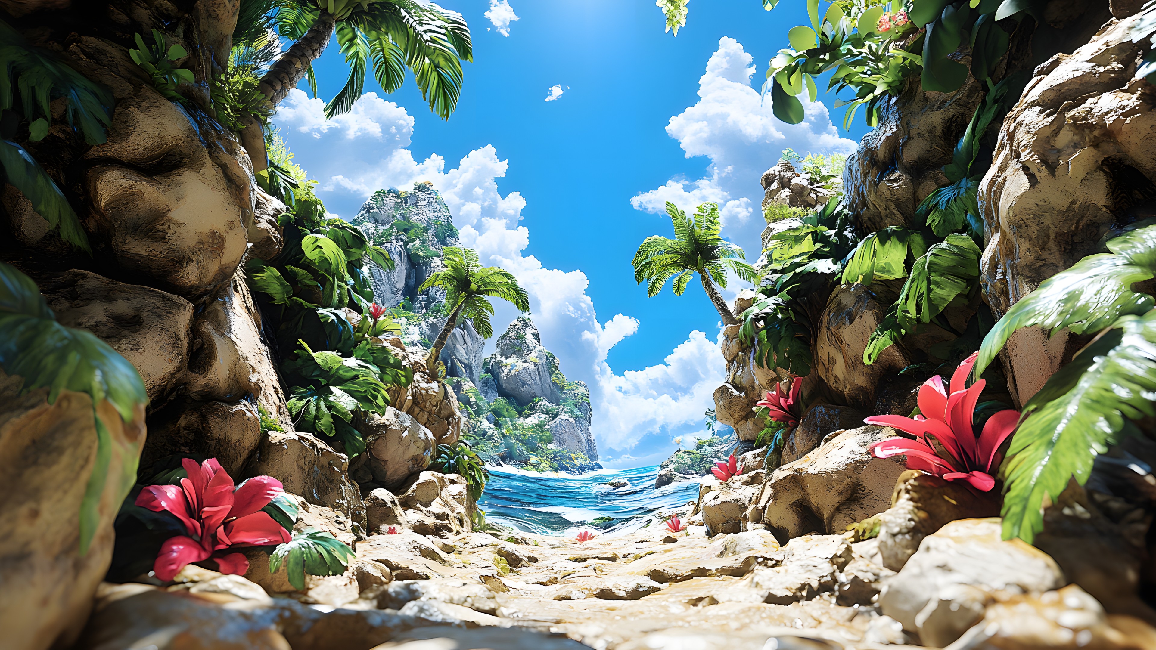Animation, Tropics, Palm trees