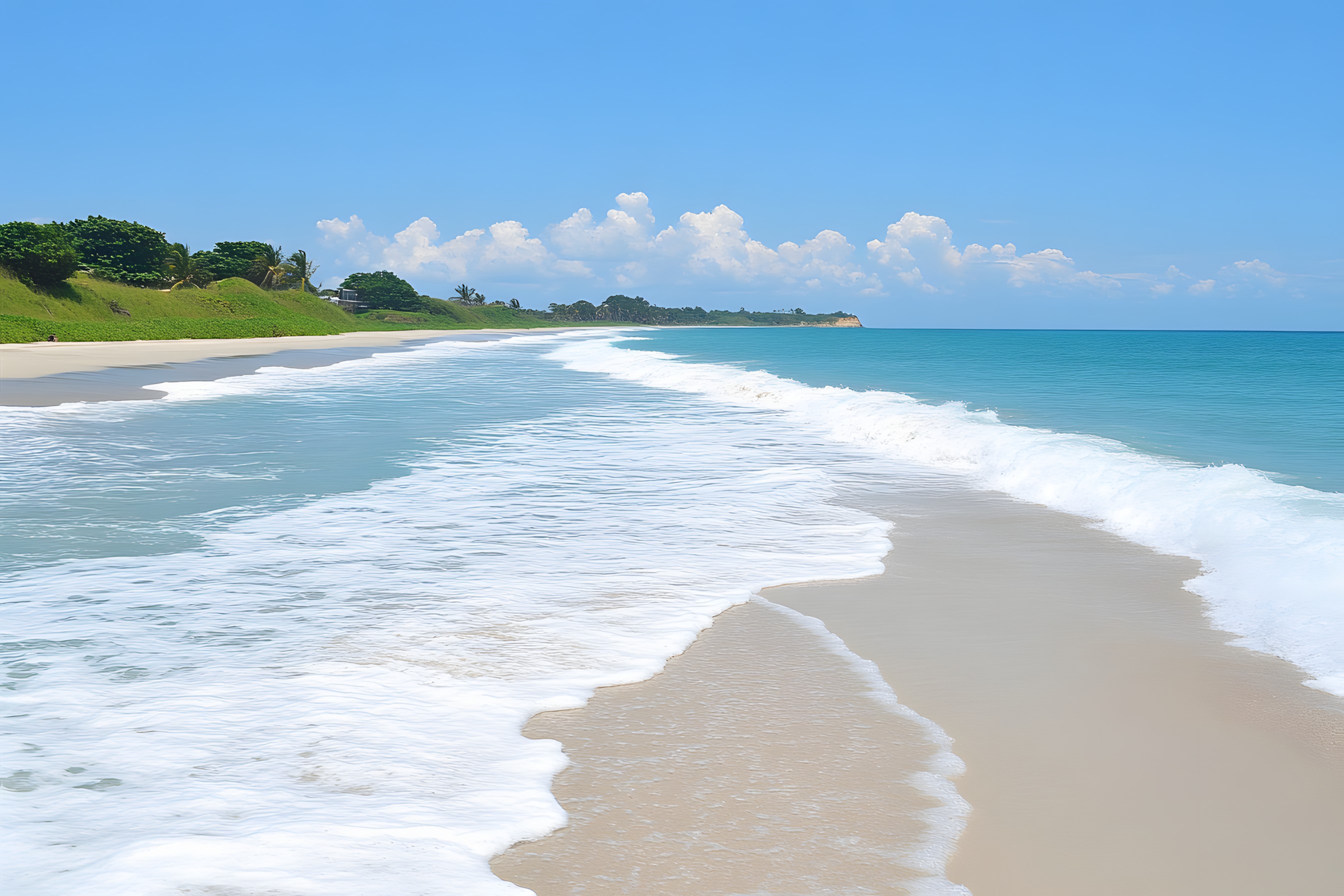 Blue, Water, Daytime, Body of water, Beach, Water resources, Coast, Horizon, Fluid, Cloud, Sea, Coastal and oceanic landforms, Shore, Sand, Wave, Liquid, Wind wave, Ocean, Tropics, Caribbean