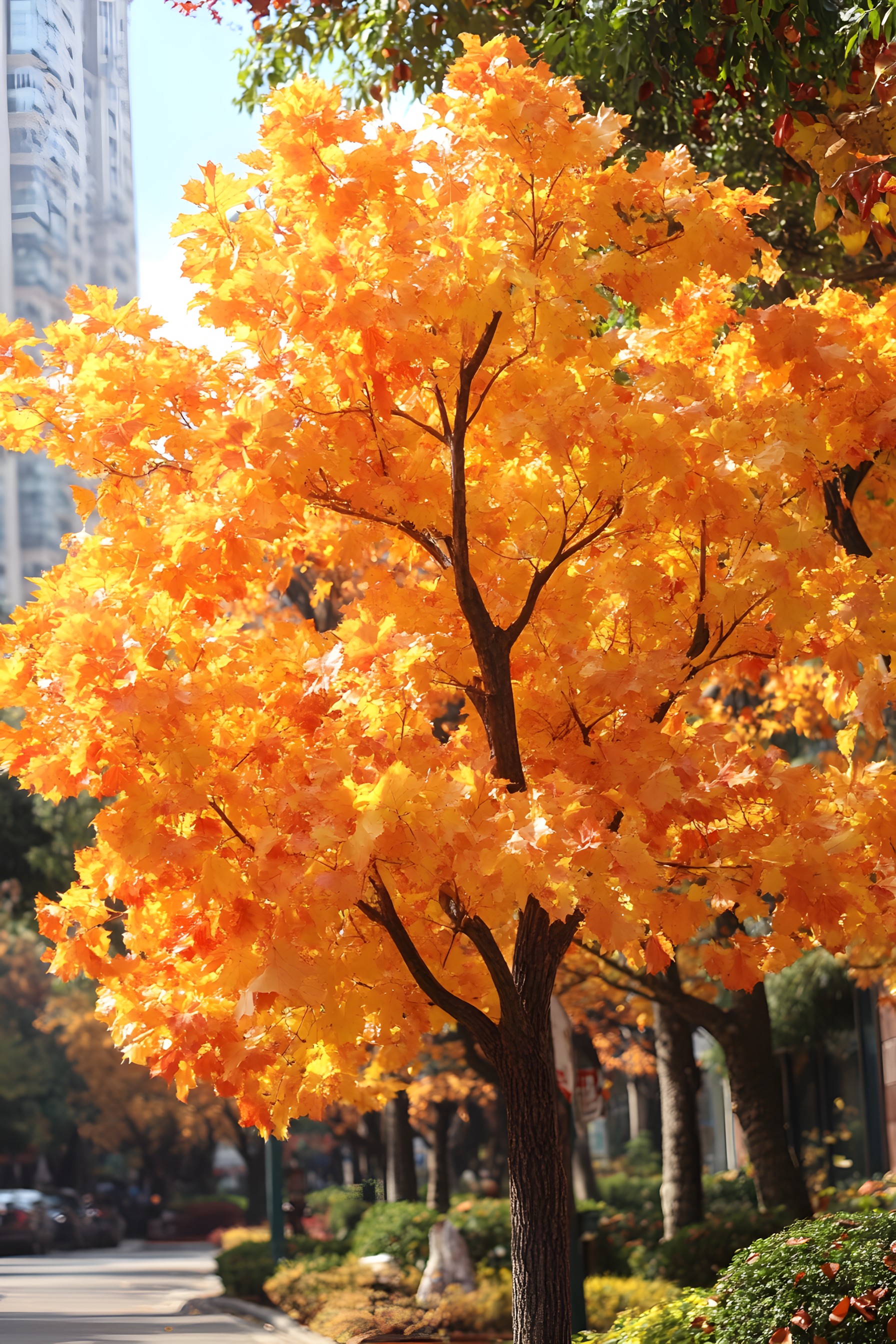 Leaf, Branch, Yellow, Orange, Twig, Trunk, Woody plant, Autumn, Maple, Temperate broadleaf and mixed forest