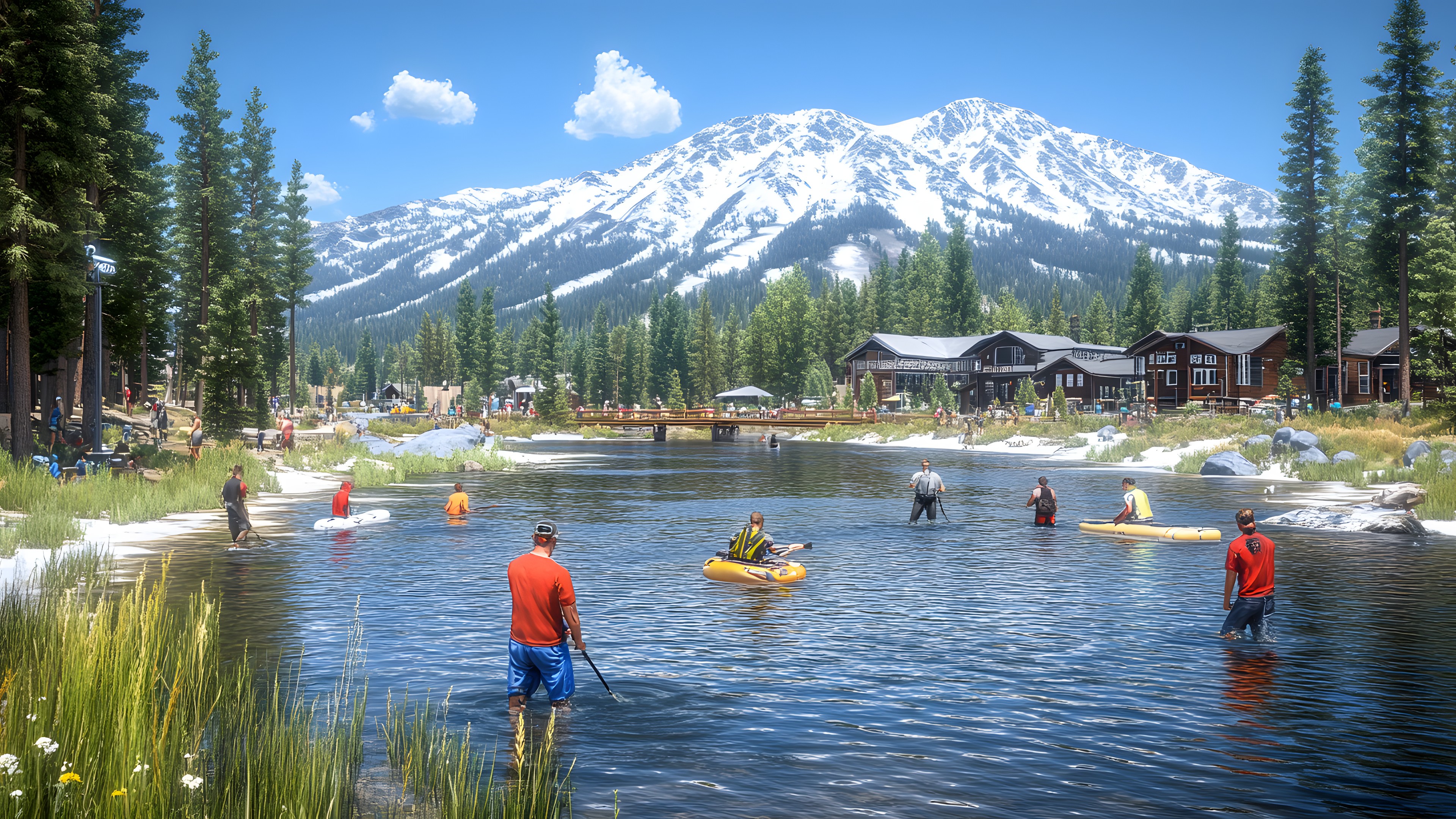 Water, Mountainous landforms, Mountain, Mountain range, Recreation, Hill station, Lake, Valley, Tourist attraction, Reflection, Ridge, Alps, Larch, Resort town, Riparian zone, Summit, Pond, Mountain river, Conifers, Glacial landform