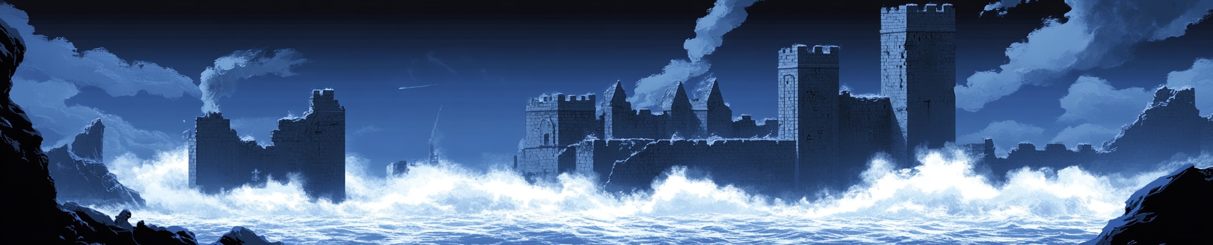 Wave, Skyline, Panorama, Wind wave, Graphics, Cityscape
