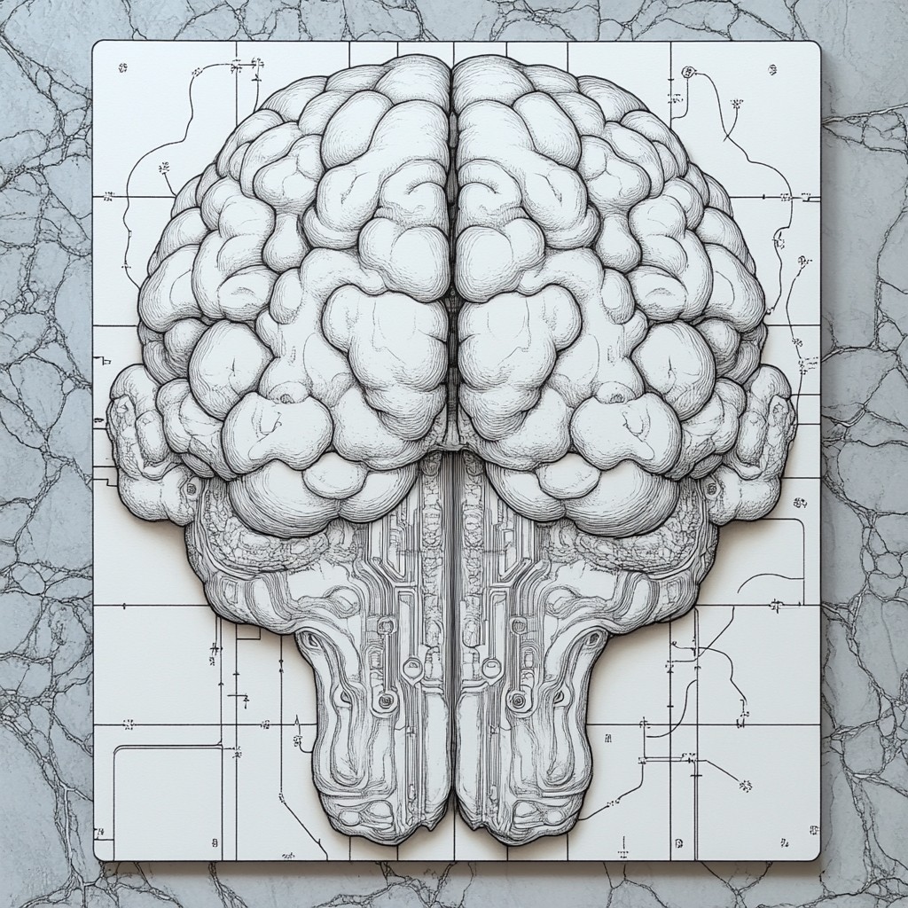 Drawing, Sketch, Line art, Design, Diagram, Brain, Science